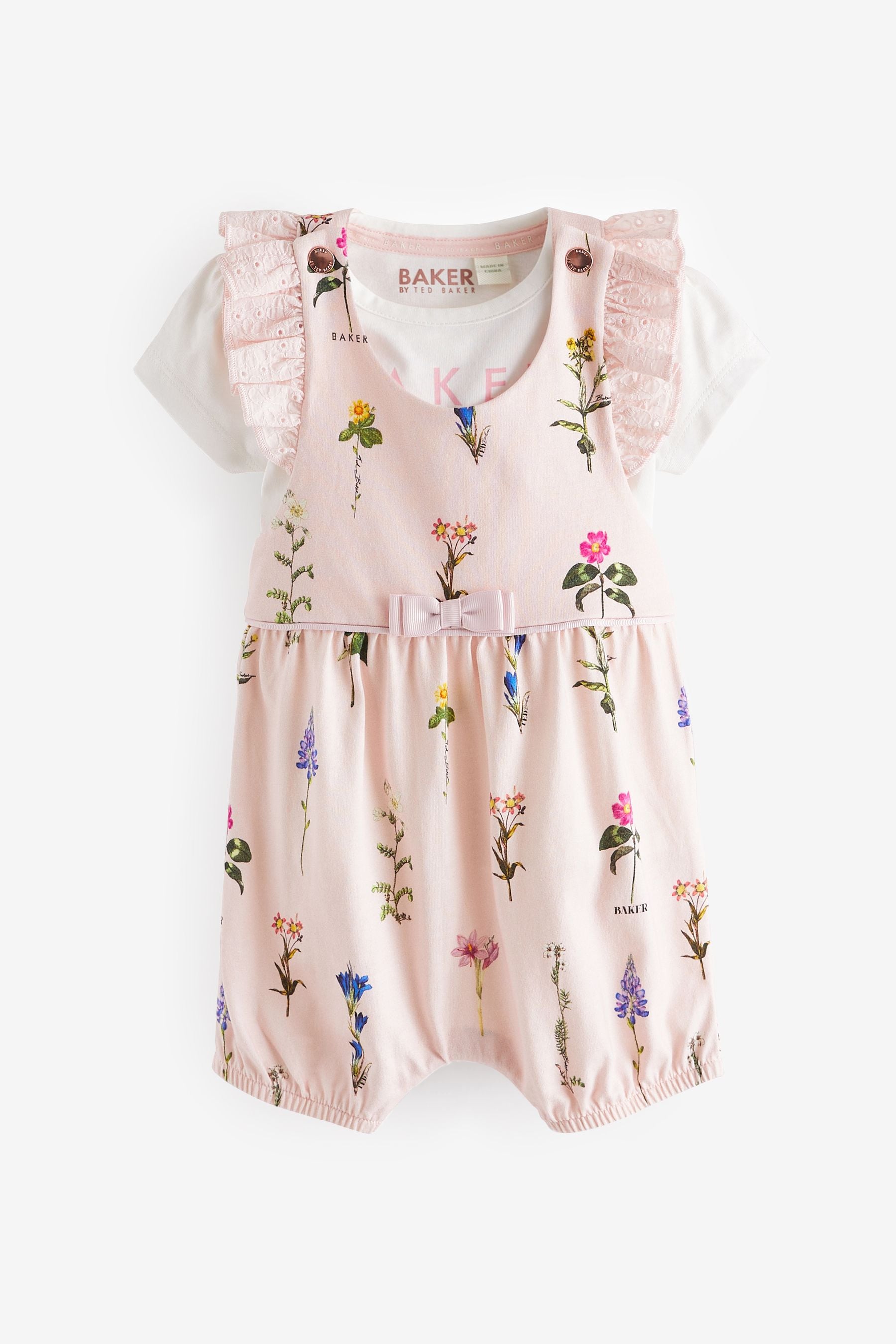 Baker by Ted Baker Frilled Floral Romper and T-Shirt Set