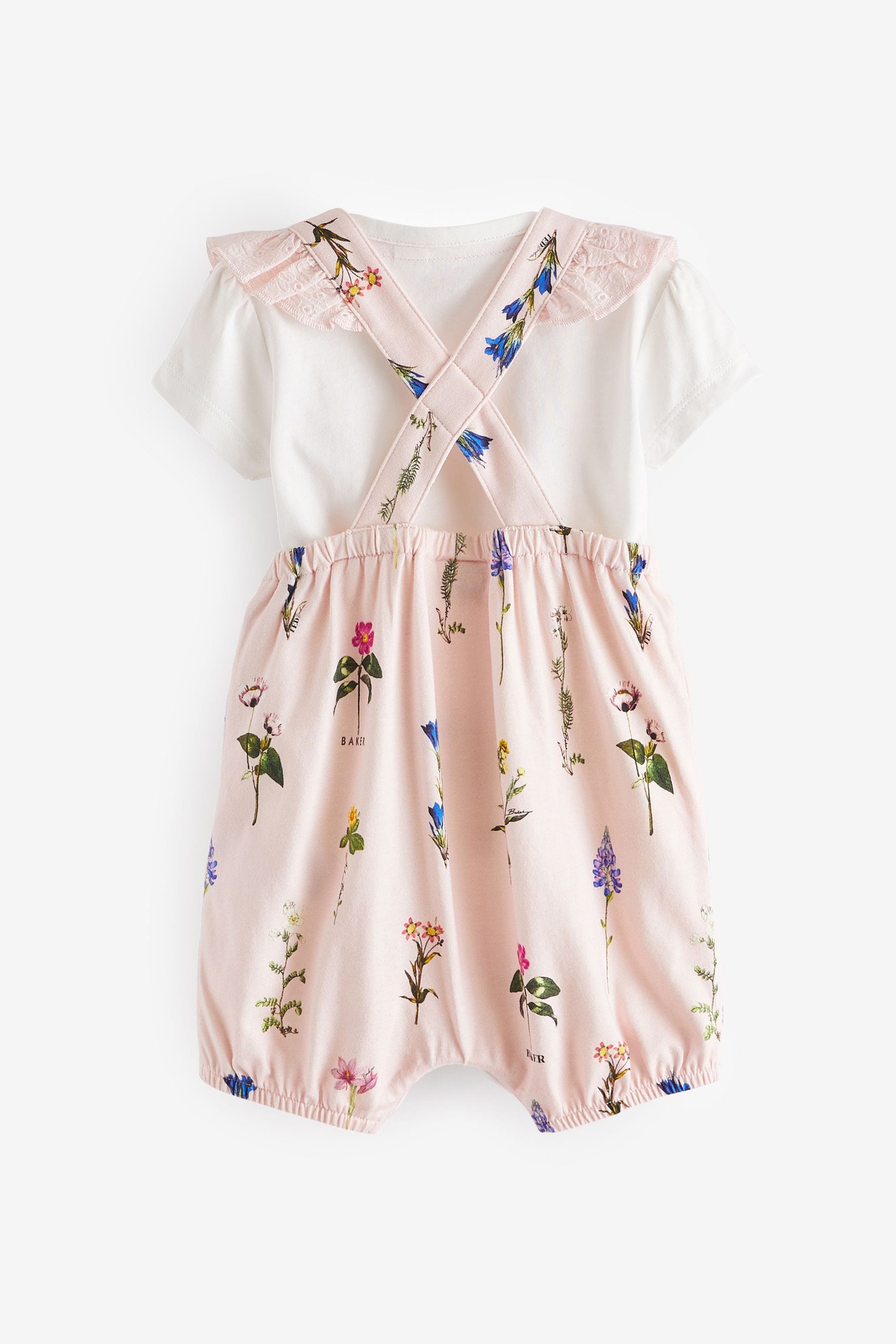 Baker by Ted Baker Frilled Floral Romper and T-Shirt Set