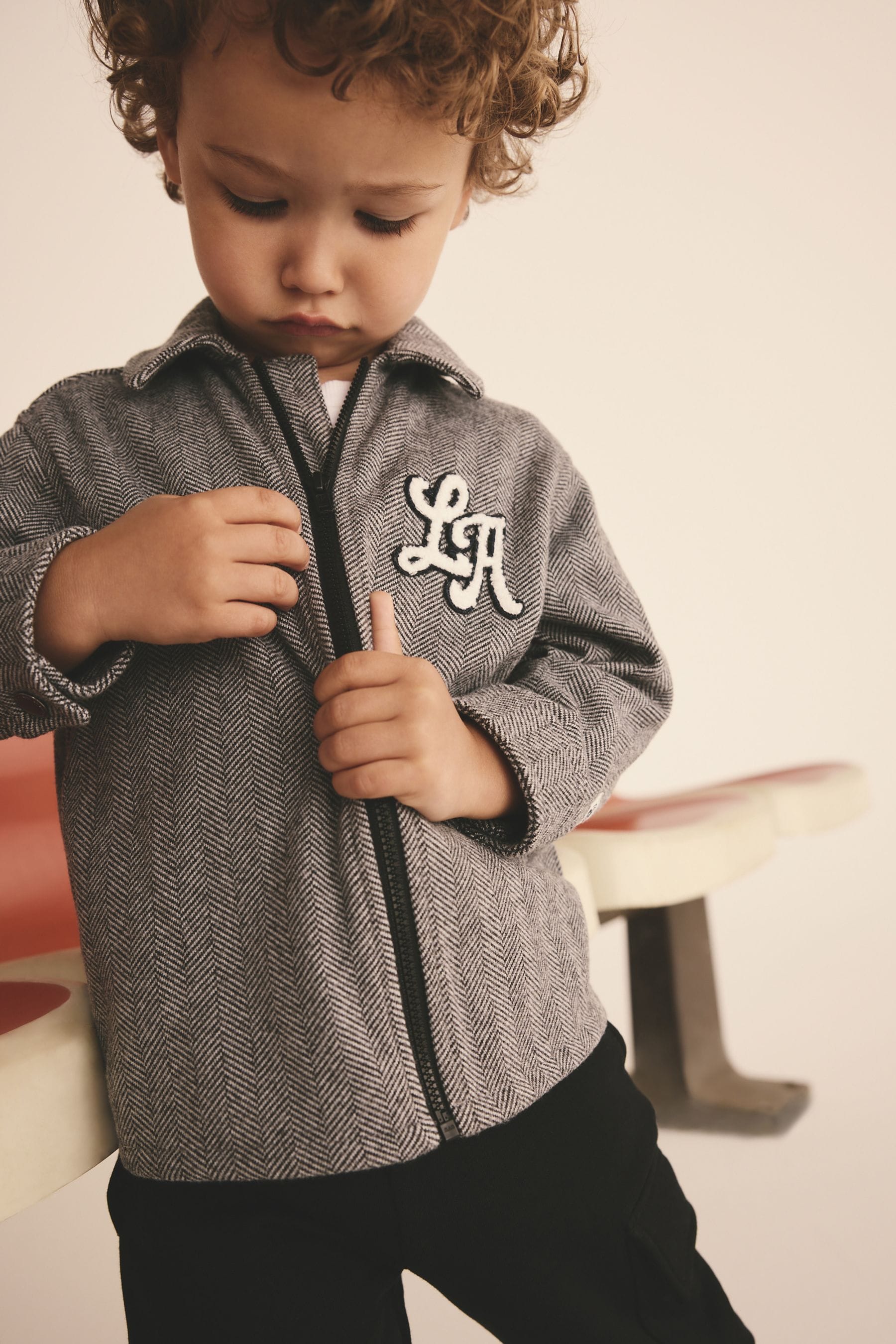 Grey Heritage Texture Zip Through Overshirt (3mths-7yrs)