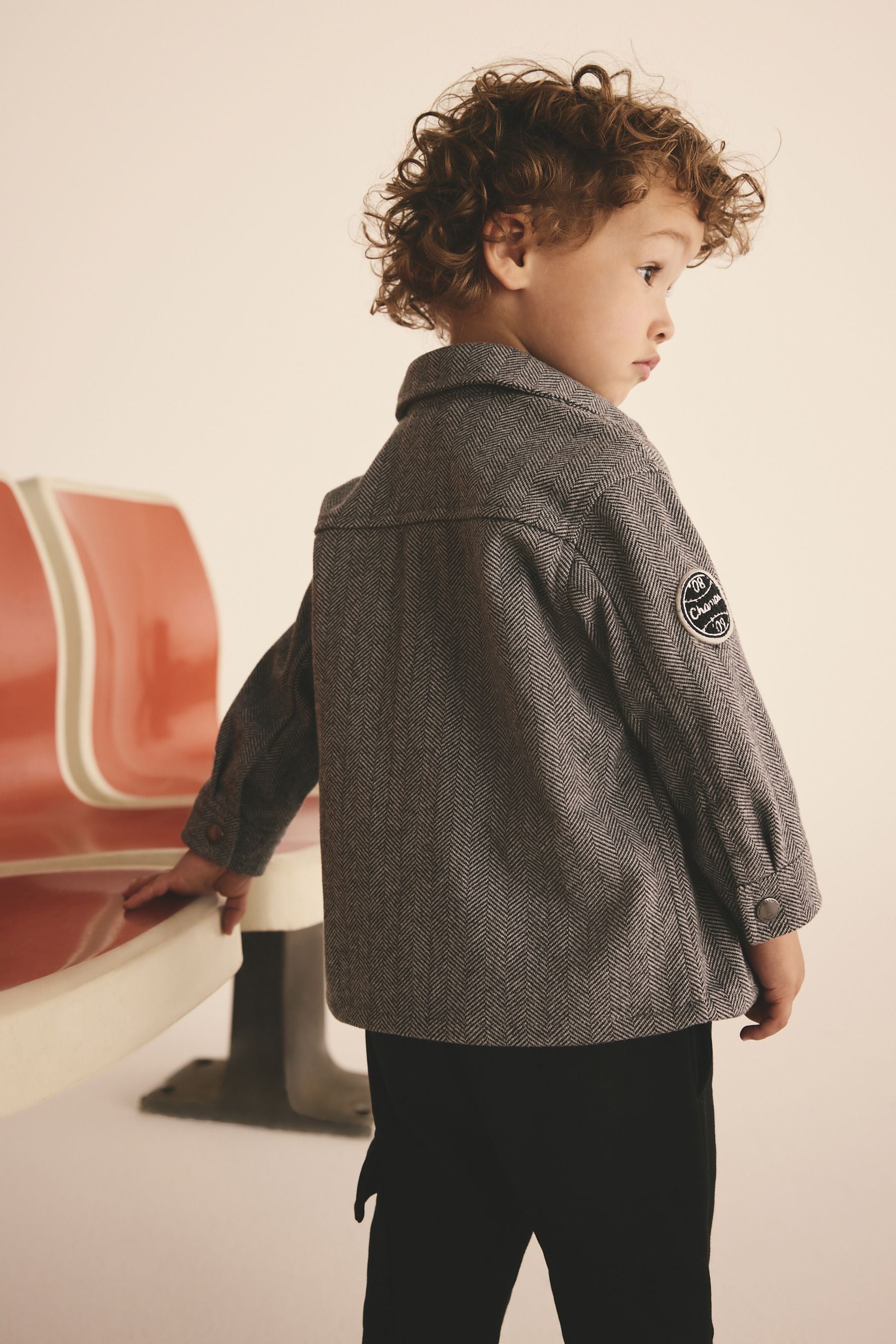 Grey Heritage Texture Zip Through Overshirt (3mths-7yrs)