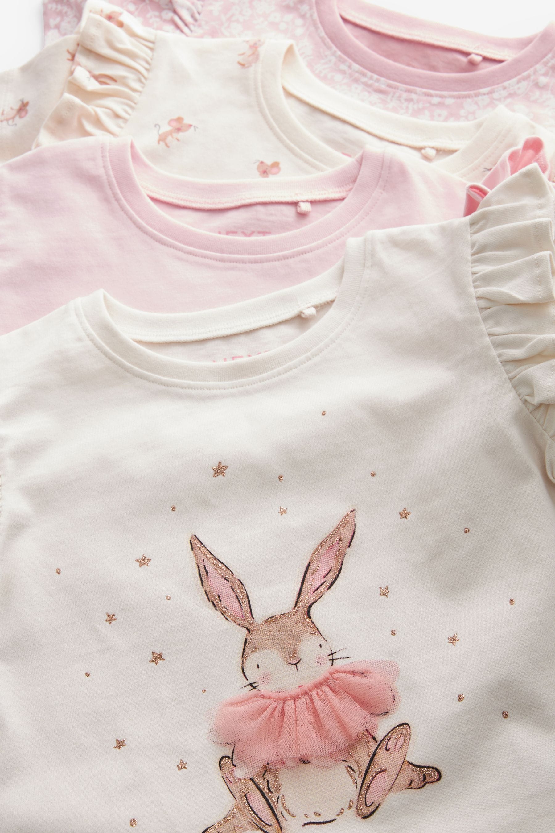 Pink/Cream Short Sleeve T-Shirt 4 Pack (3mths-7yrs)