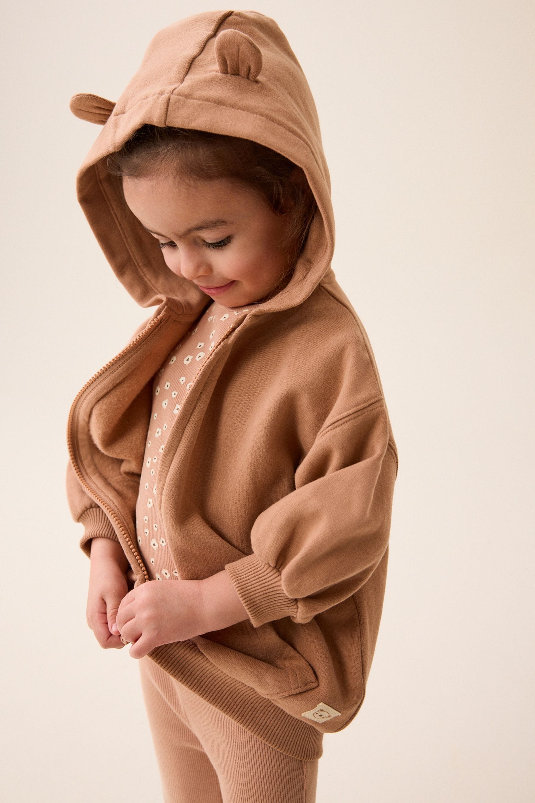 Brown Longline Zip Through 3 Piece Set (3mths-7yrs)