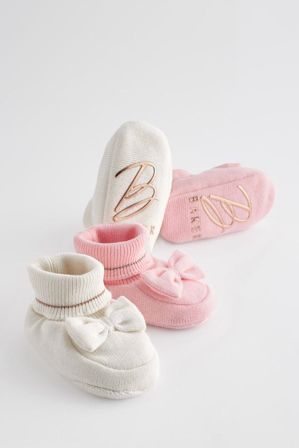 Multi Baker by Ted Baker Baby Girls Multi Knitted Booties Gift Set 2 Pack