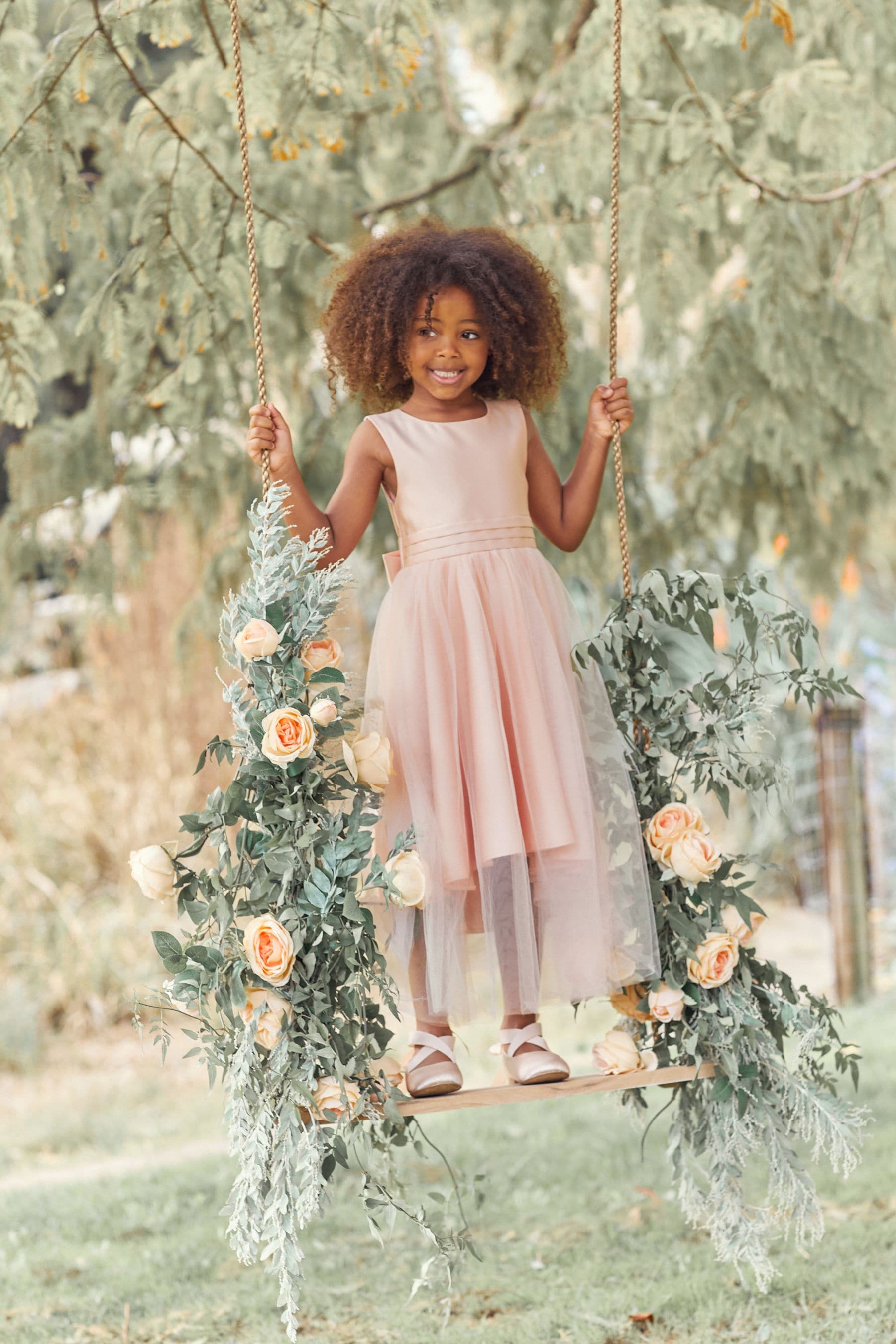 Pink Flower Girl Bow Dress (3mths-16yrs)