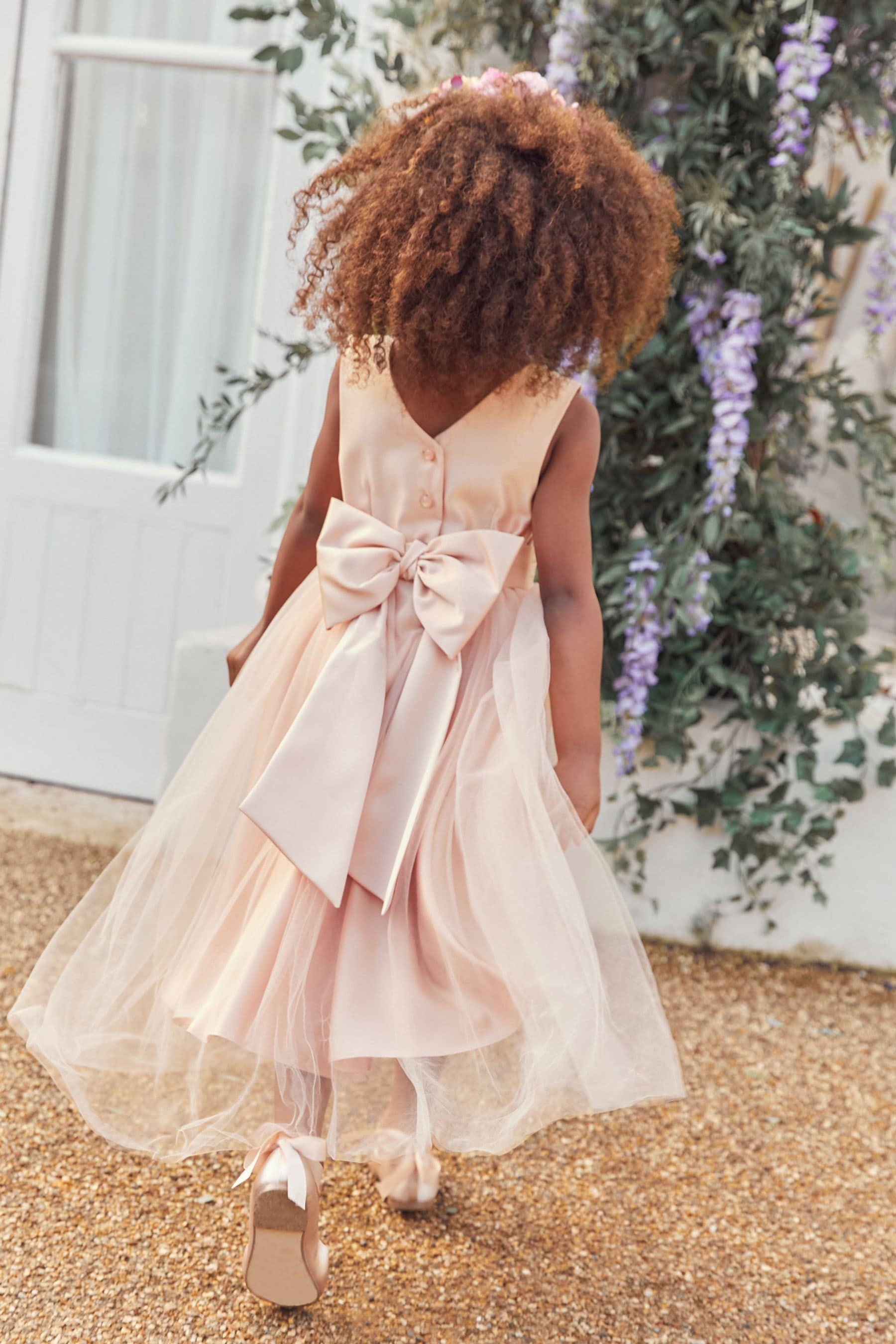 Pink Flower Girl Bow Dress (3mths-16yrs)