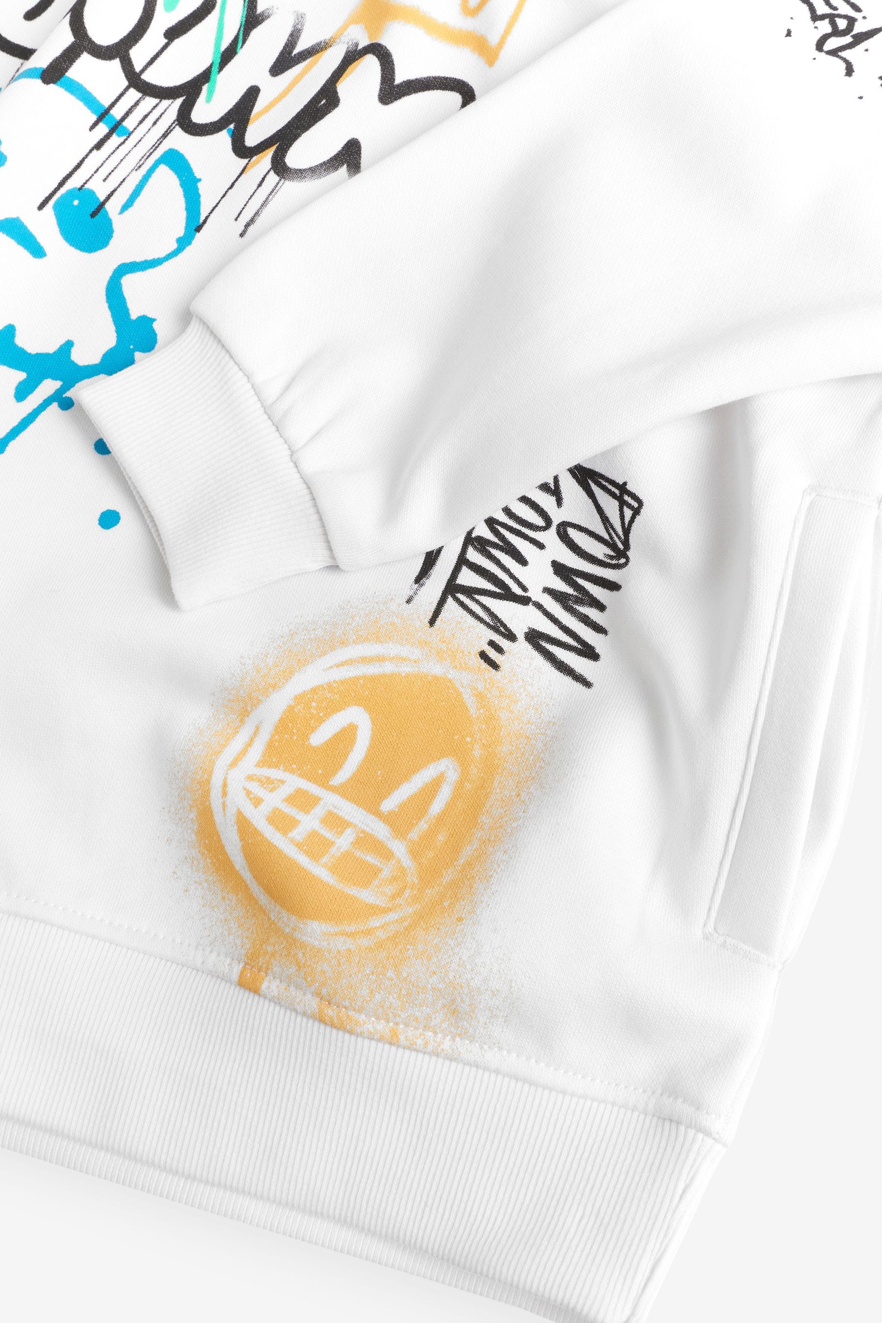 White Graffiti Graphic Hoodie (3-16yrs)