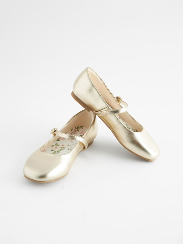 Gold Metallic Leather Mary Jane Occasion Shoes