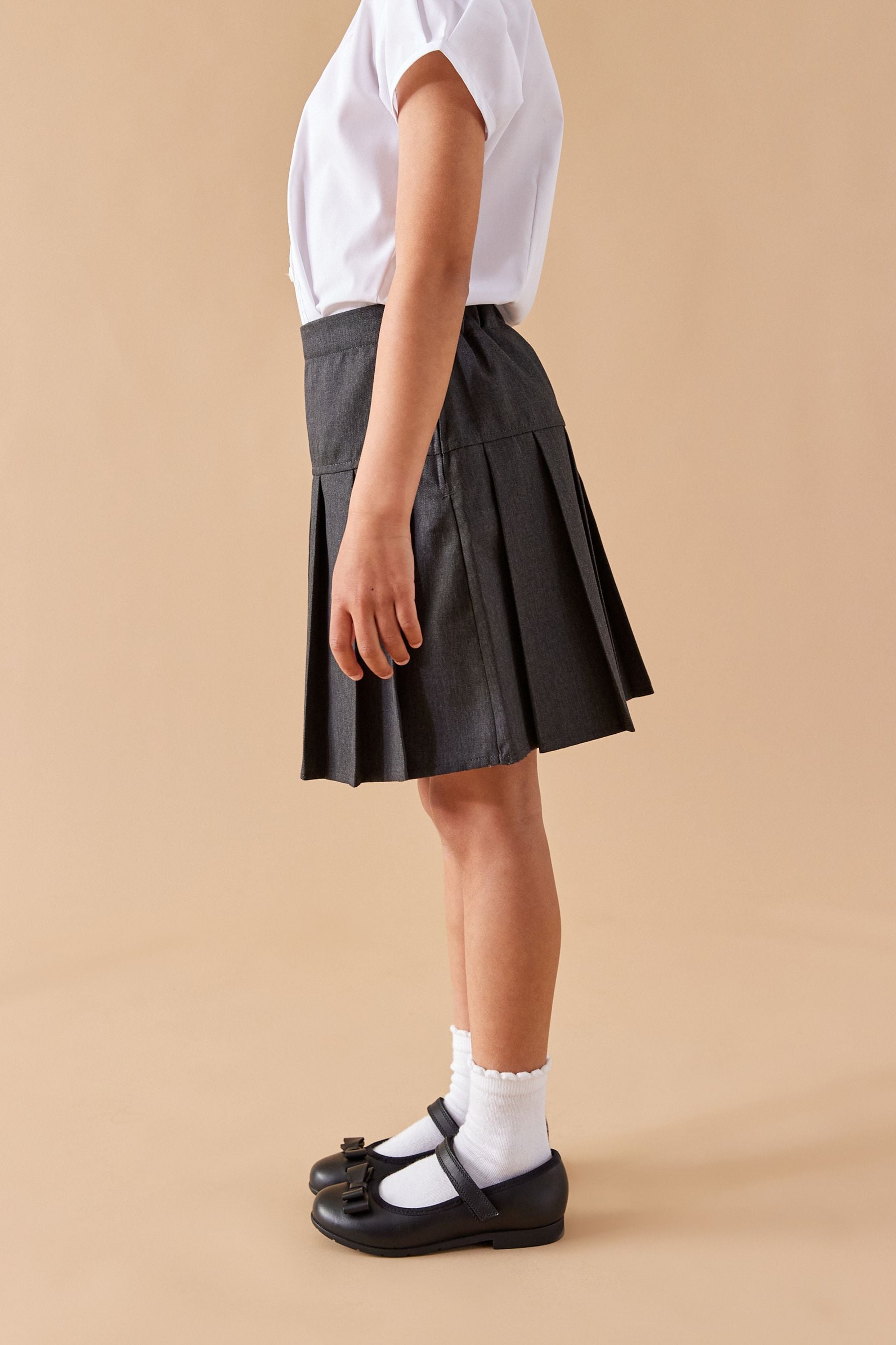 Grey Regular Waist Pleated School Skirts 2 Pack (3-16yrs)