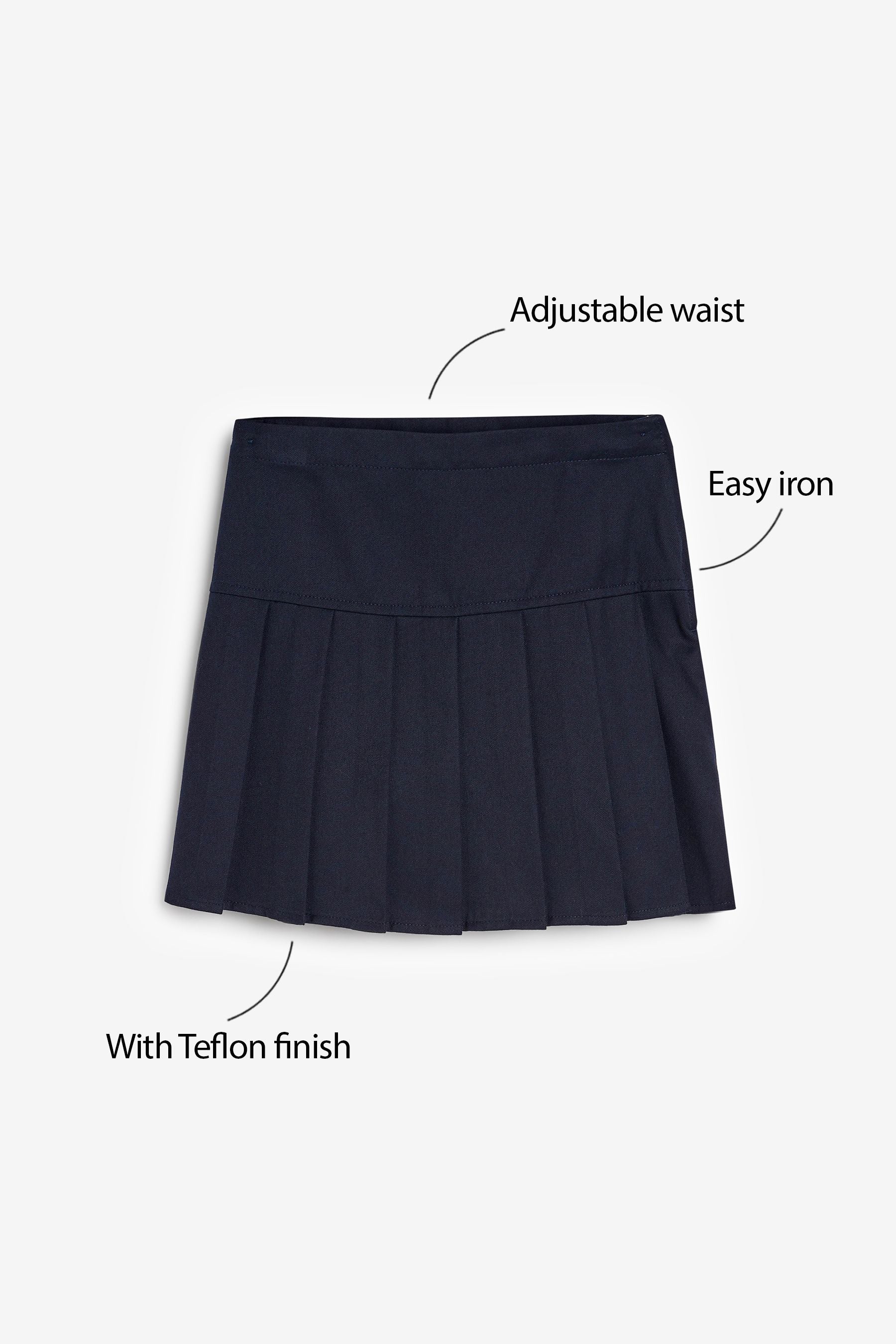 Grey Regular Waist Pleated School Skirts 2 Pack (3-16yrs)