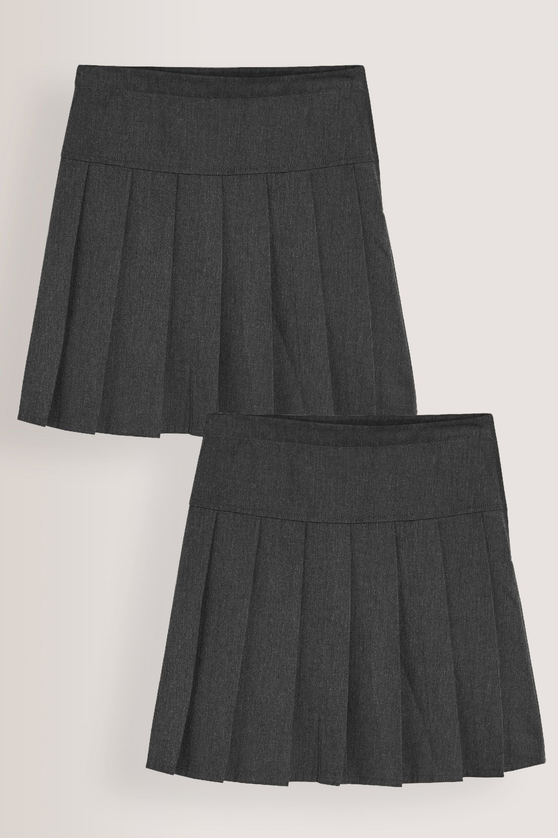 Grey Regular Waist Pleated School Skirts 2 Pack (3-16yrs)