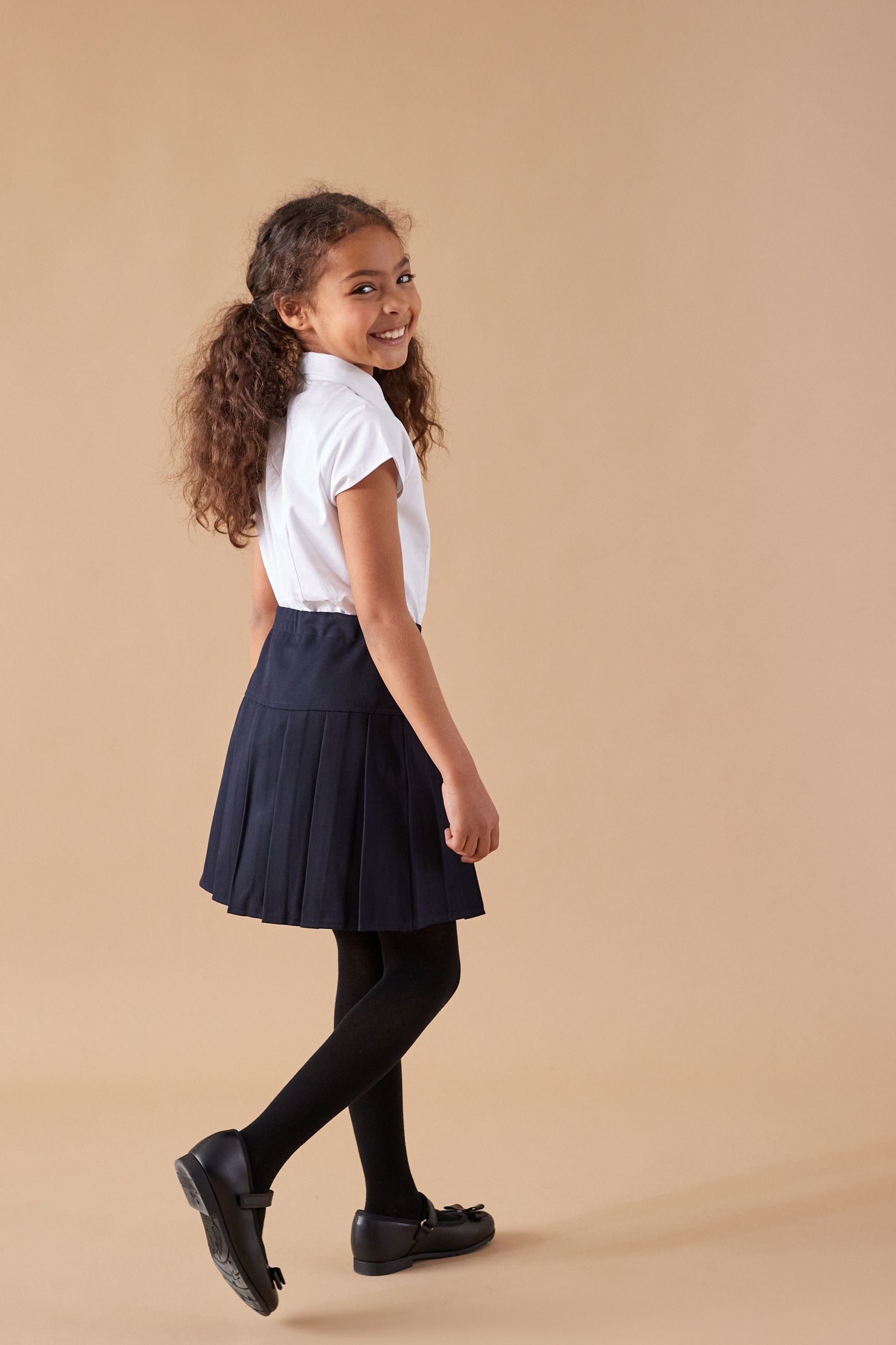 Navy Blue Regular Waist Pleated School Skirts 2 Pack (3-16yrs)