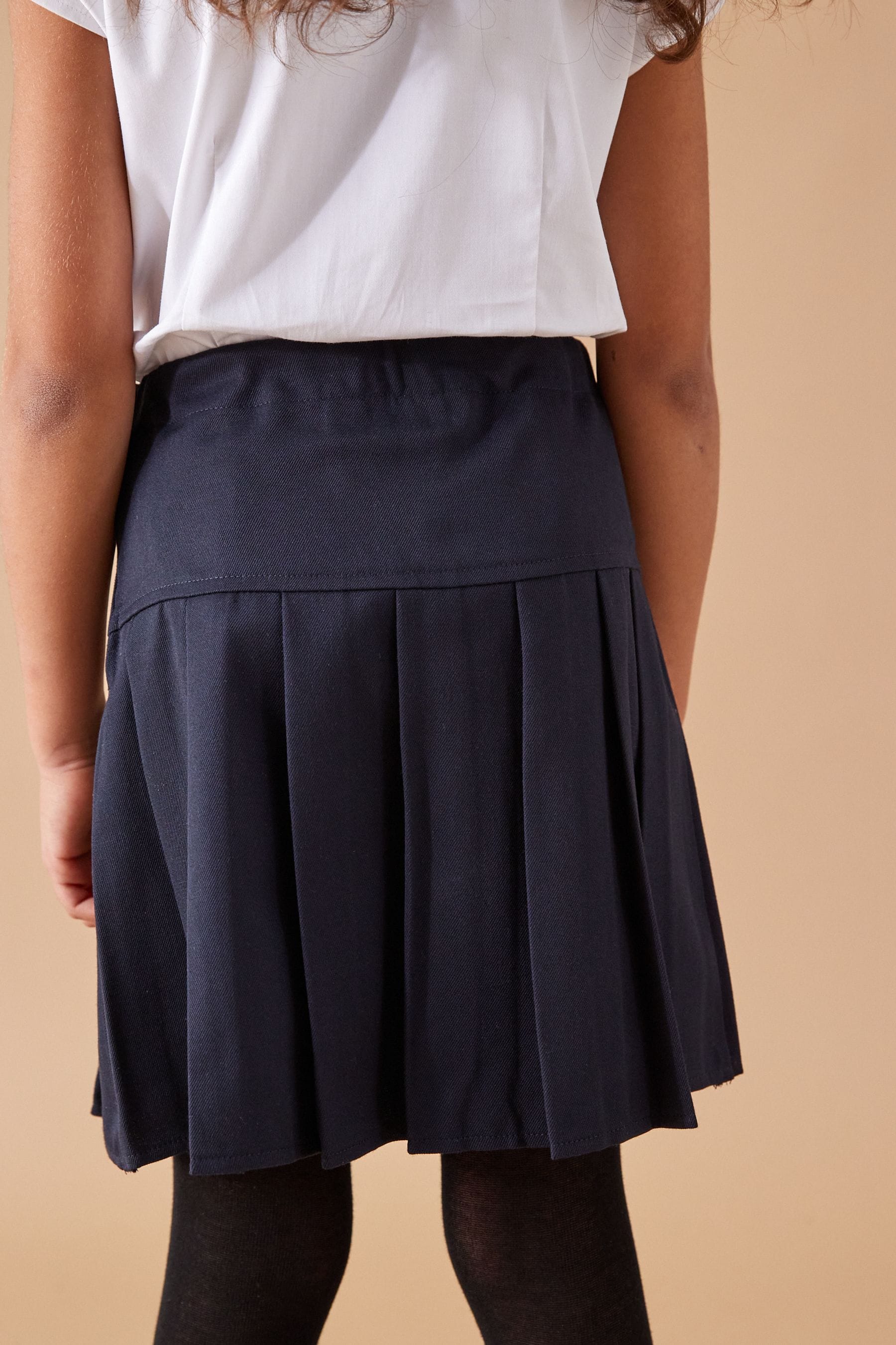 Navy Blue Regular Waist Pleated School Skirts 2 Pack (3-16yrs)