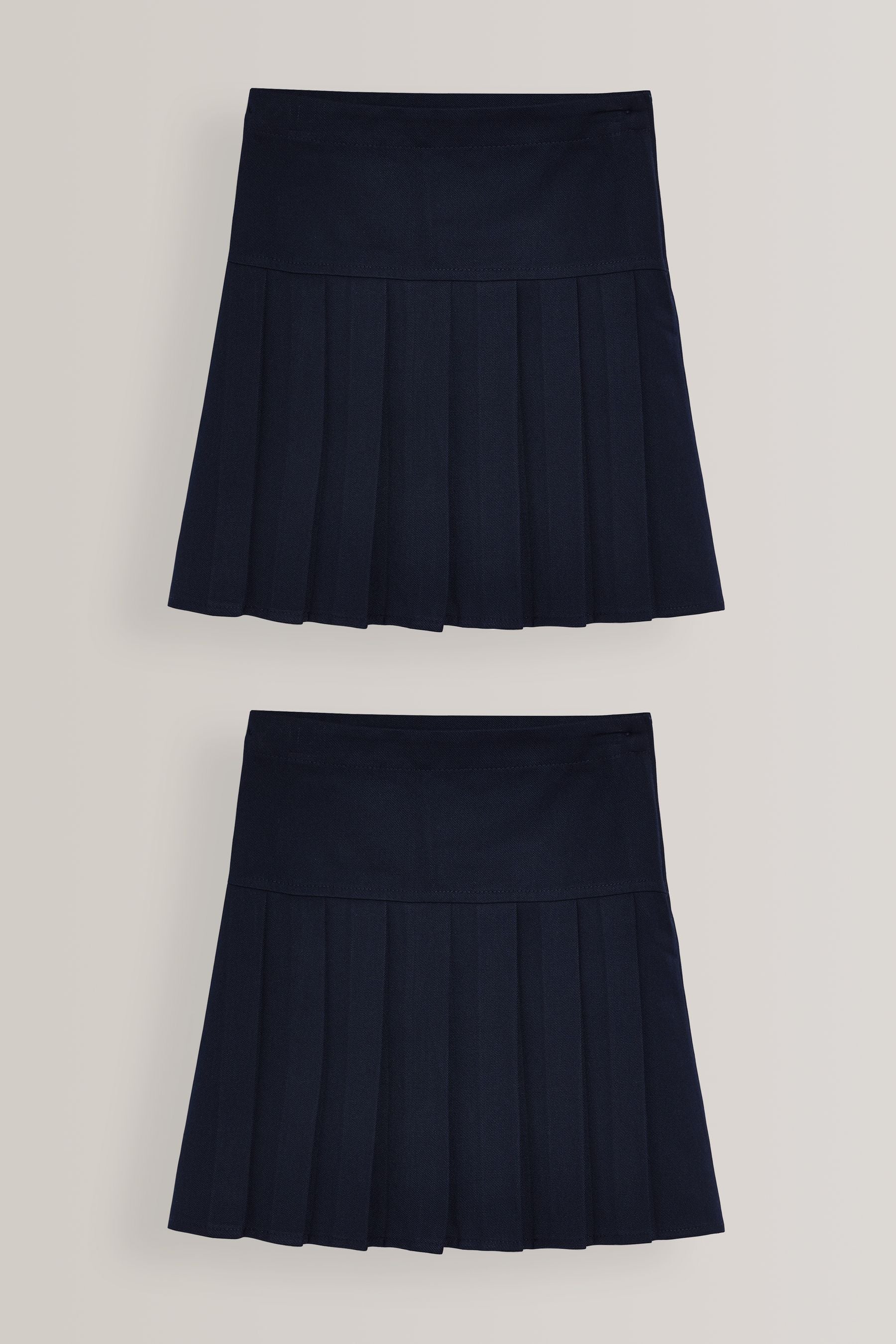 Navy Blue Regular Waist Pleated School Skirts 2 Pack (3-16yrs)