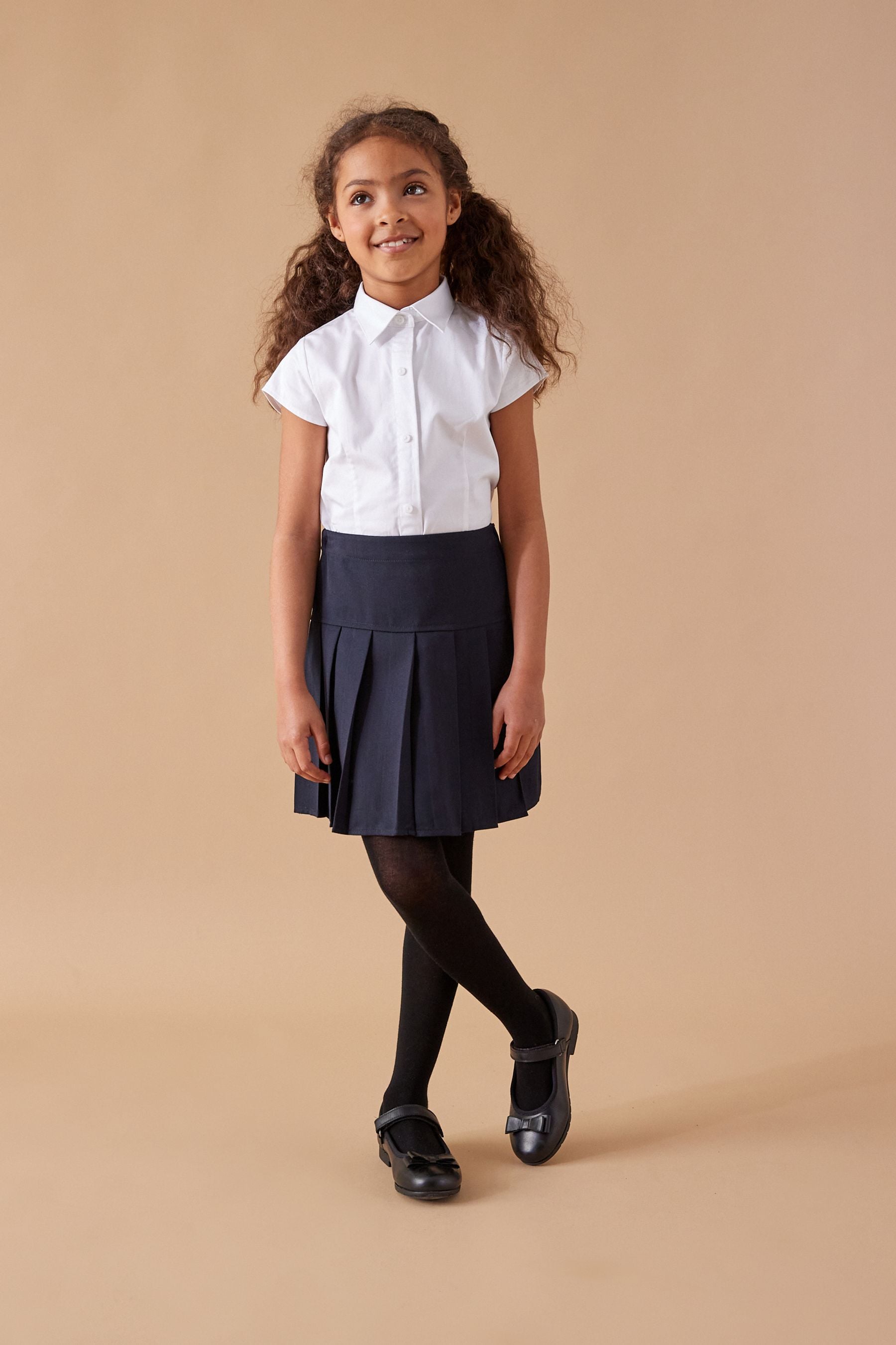 Navy Blue Regular Waist Pleated School Skirts 2 Pack (3-16yrs)