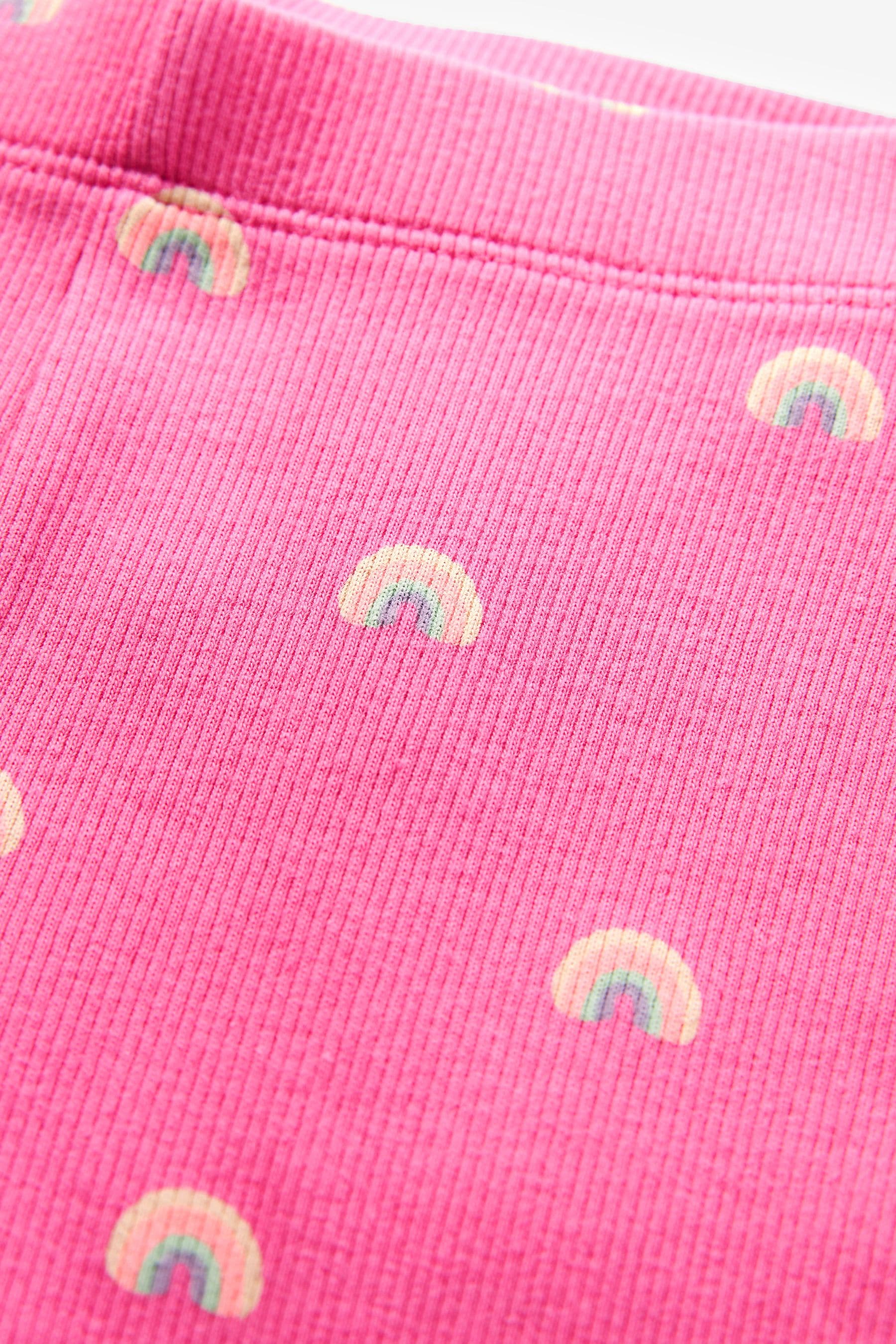 Bright Pink Rainbow Rib Jersey Leggings (3mths-7yrs)