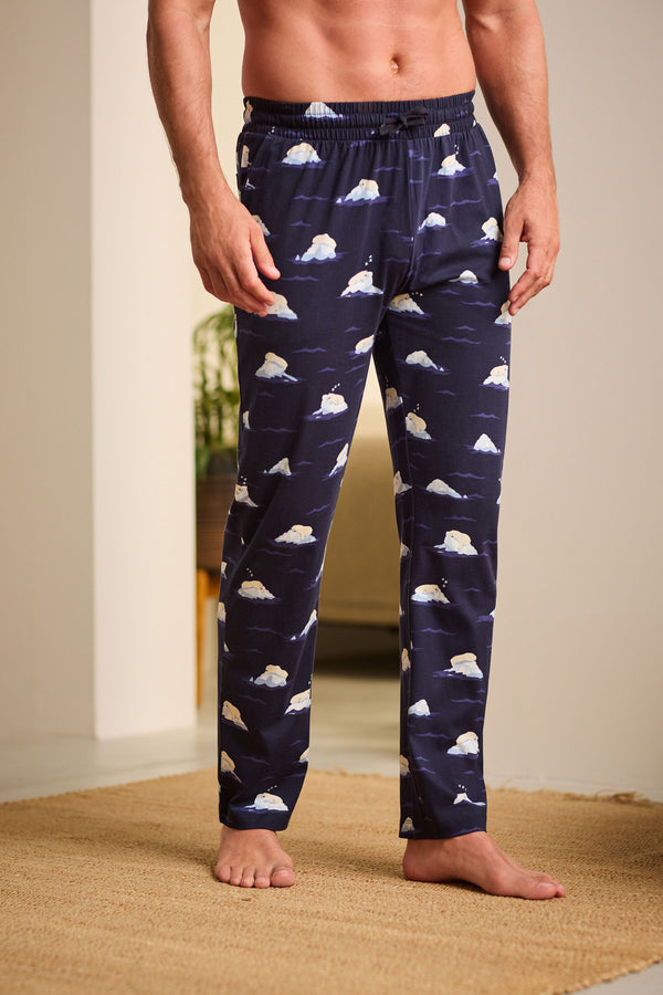 Navy Blue Polar Bear Christmas Cosy Pyjama Bottoms