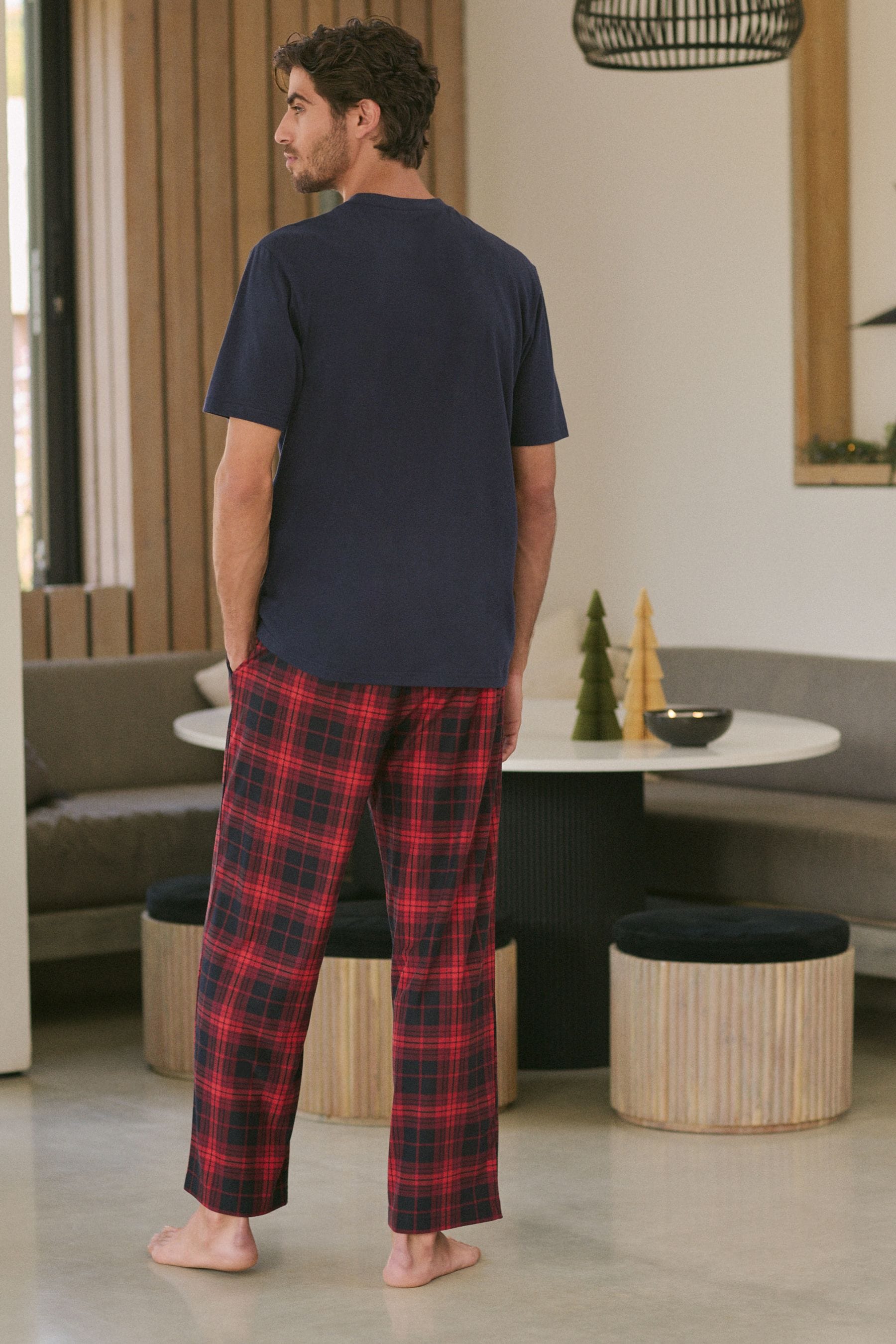 Navy/Red Check Motionflex Cosy Pyjamas Set