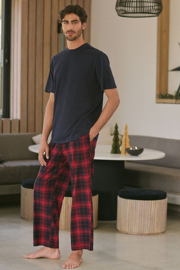 Navy/Red Check Motionflex Cosy Pyjamas Set