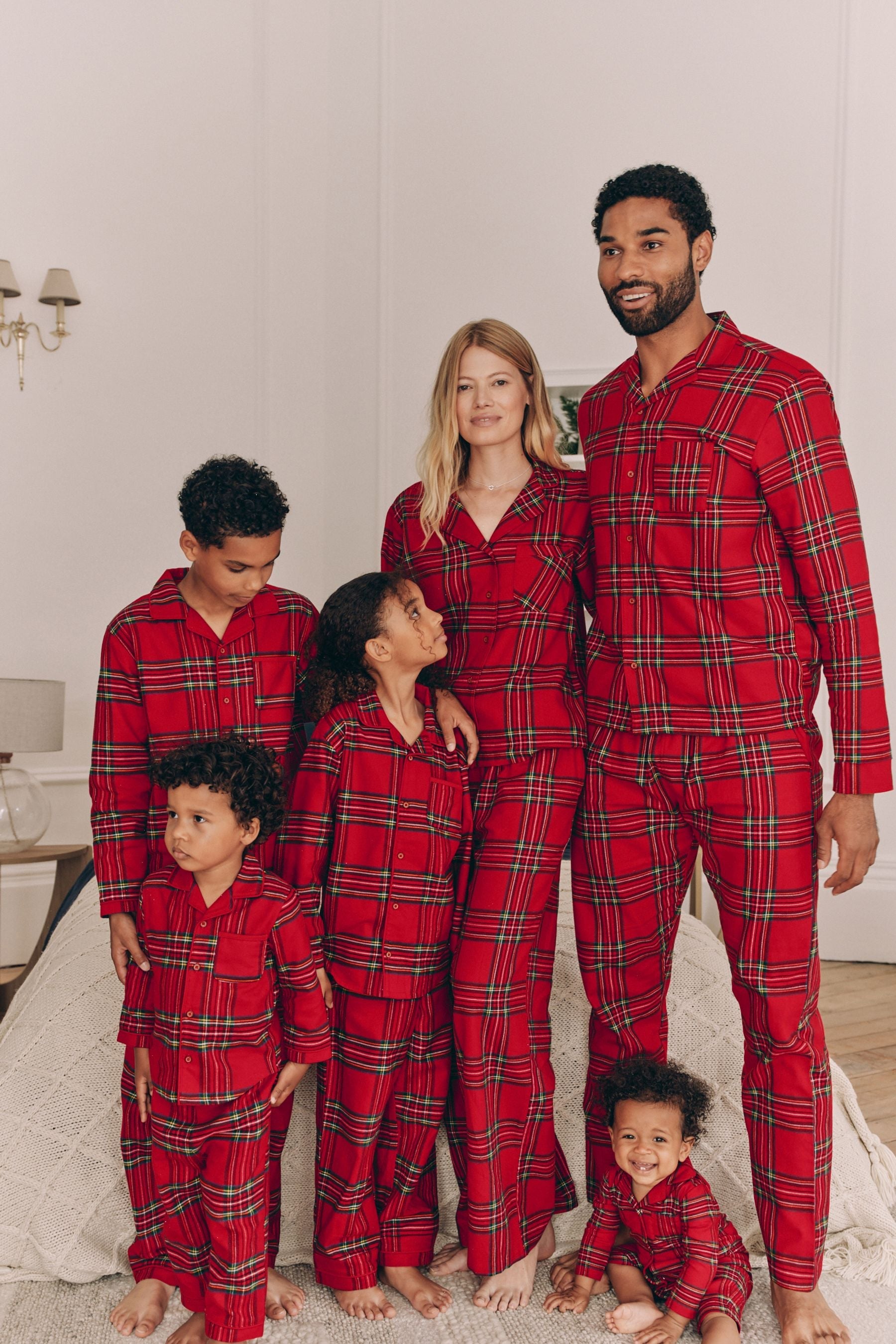 Red Check Matching Family Mens Christmas Flannel Pyjamas