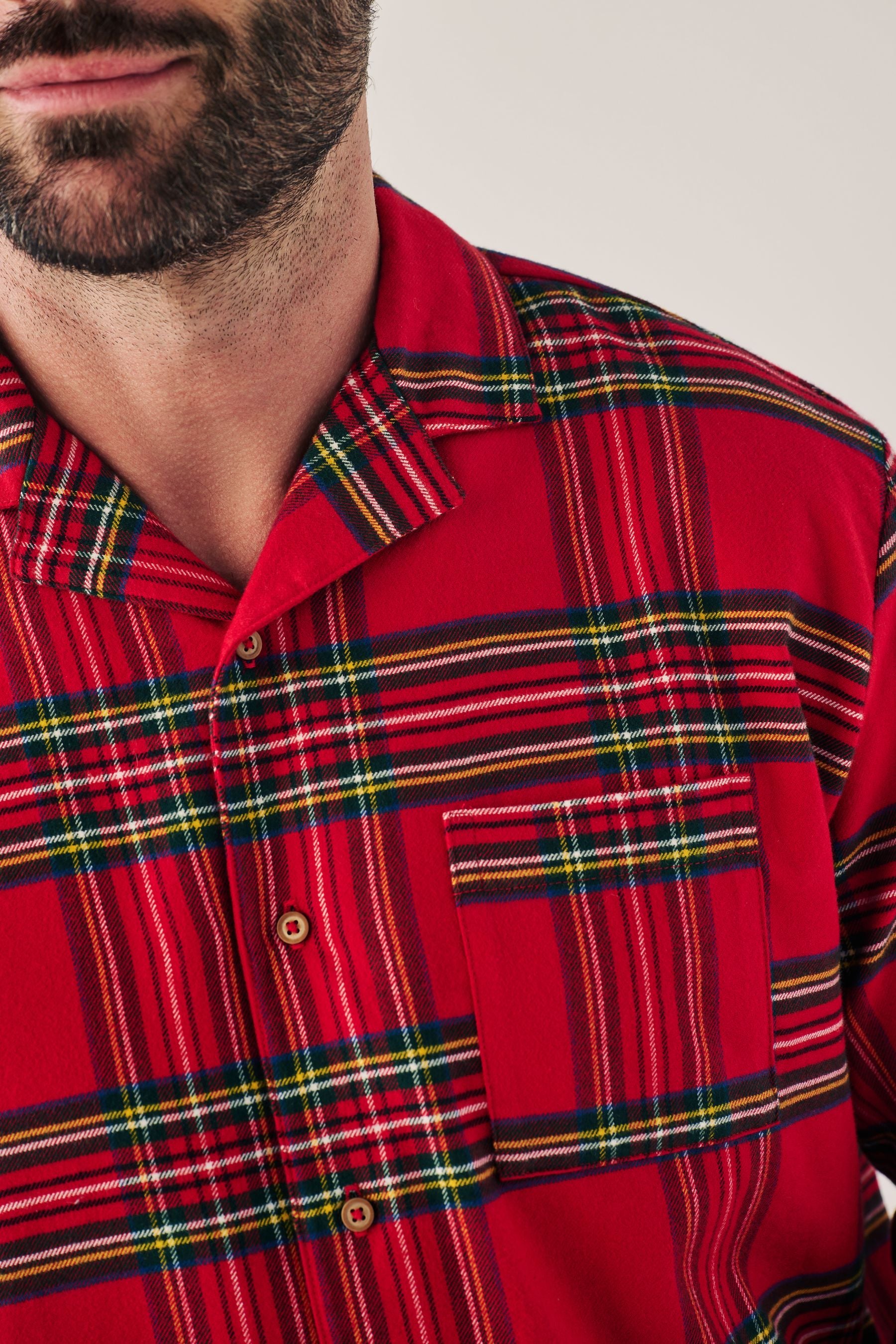 Red Check Matching Family Mens Christmas Flannel Pyjamas