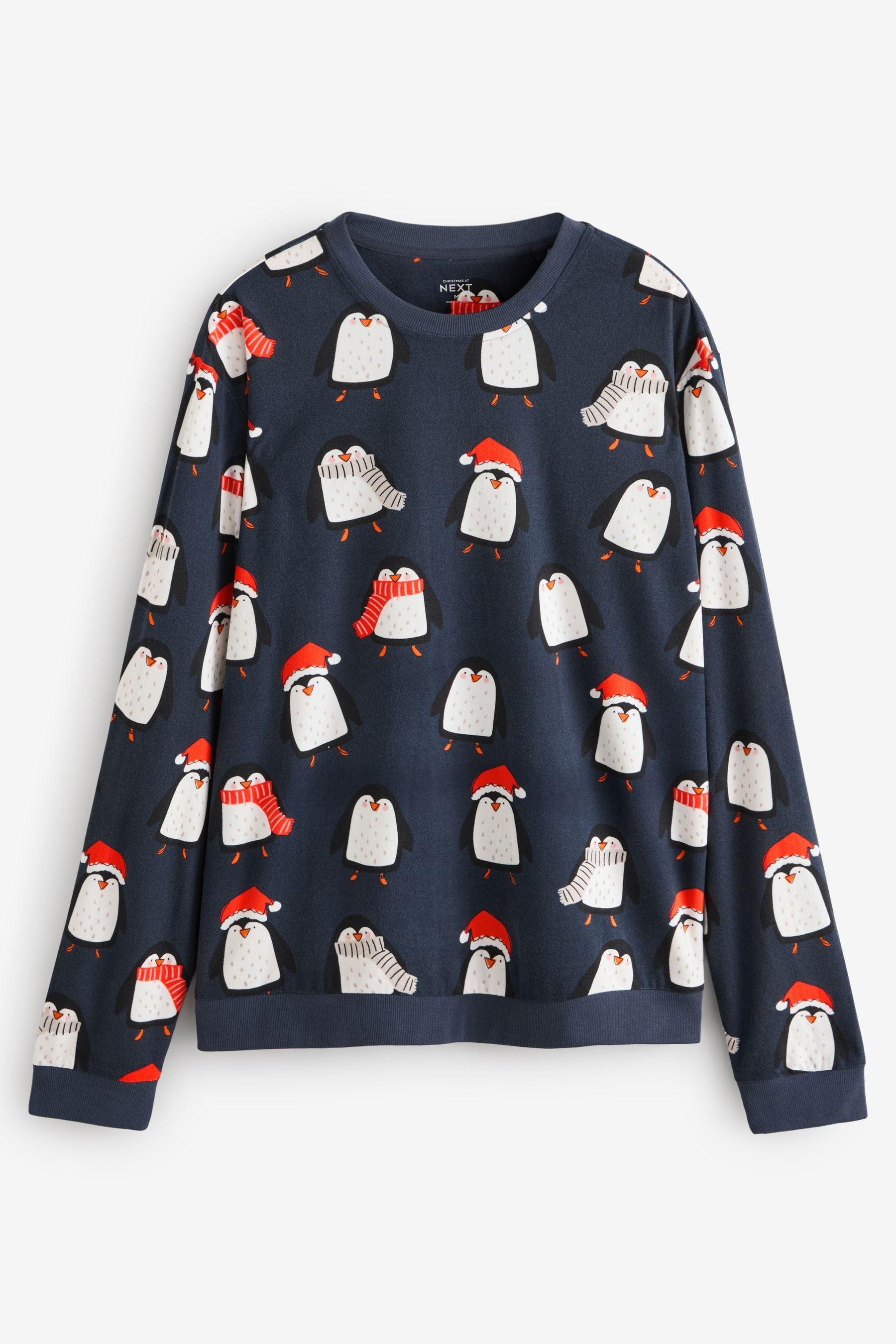 Navy Blue Matching Family Mens Christmas Penguin Pyjamas