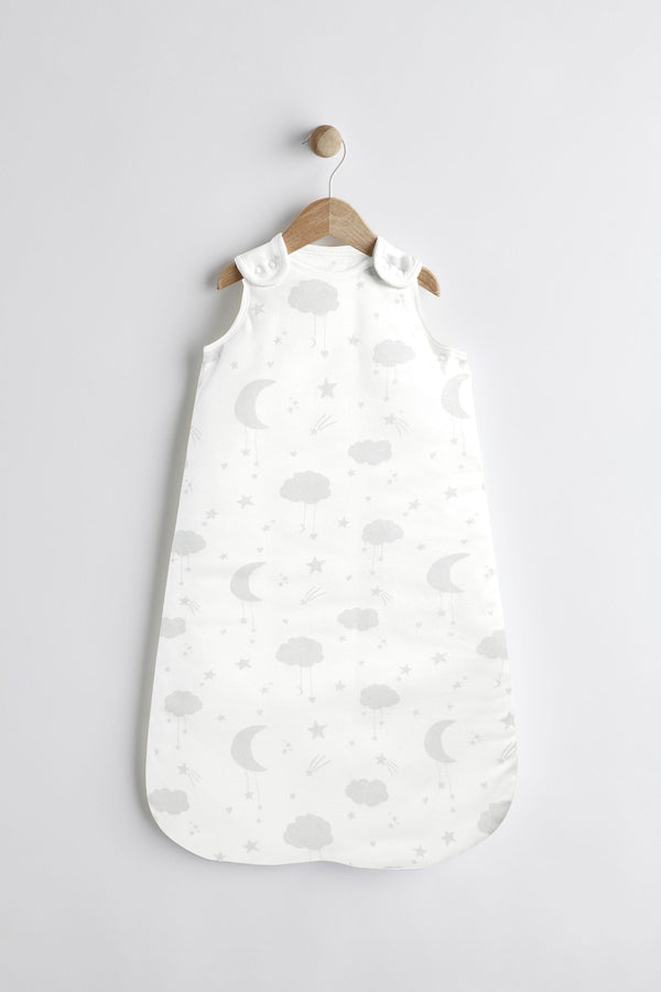 Grey Moon and Stars 2.5 Tog Baby 100% Cotton Sleep Bag