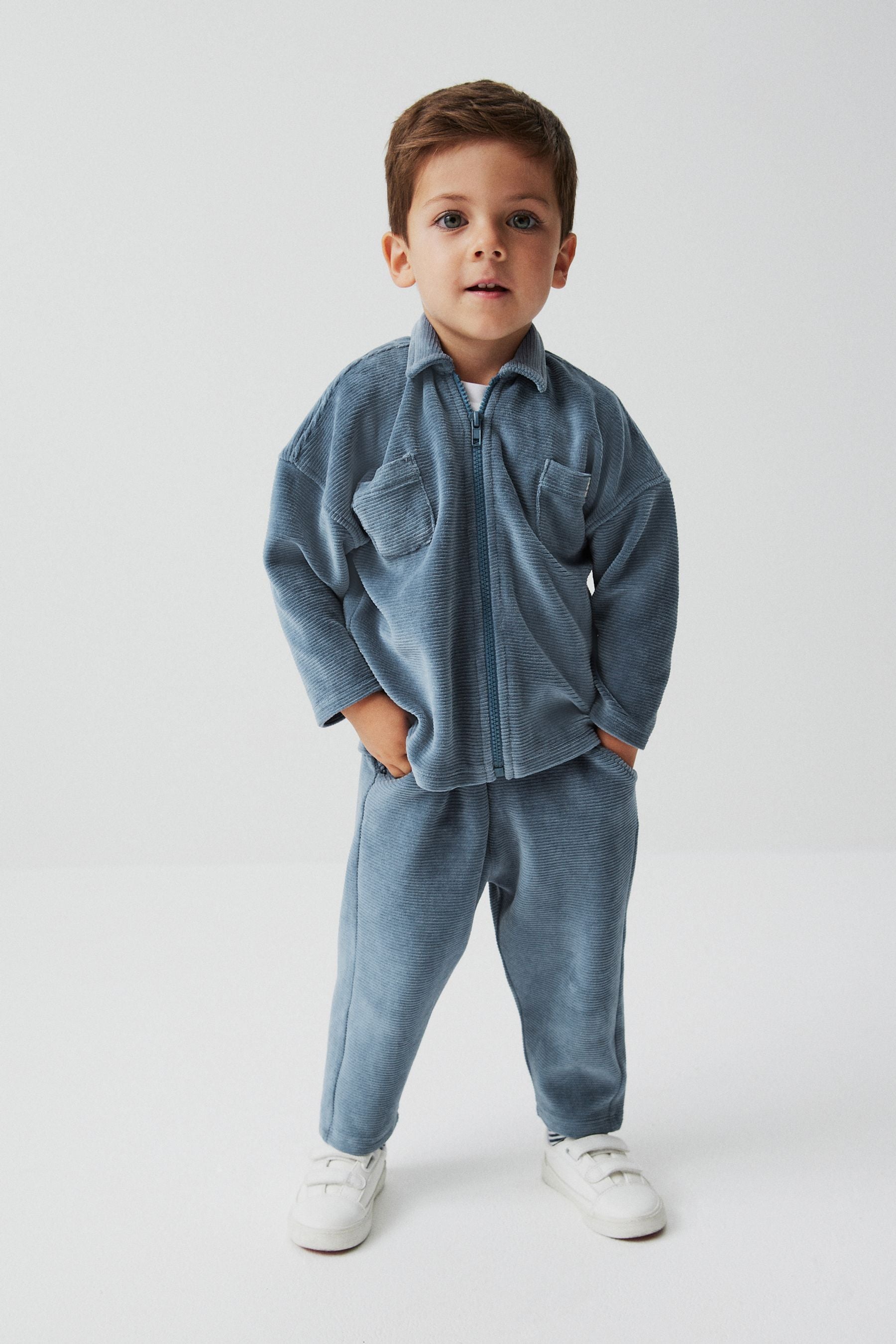 Blue Zip Through Jacket, T-Shirt And Trousers 3 Piece Set (3mths-7yrs)