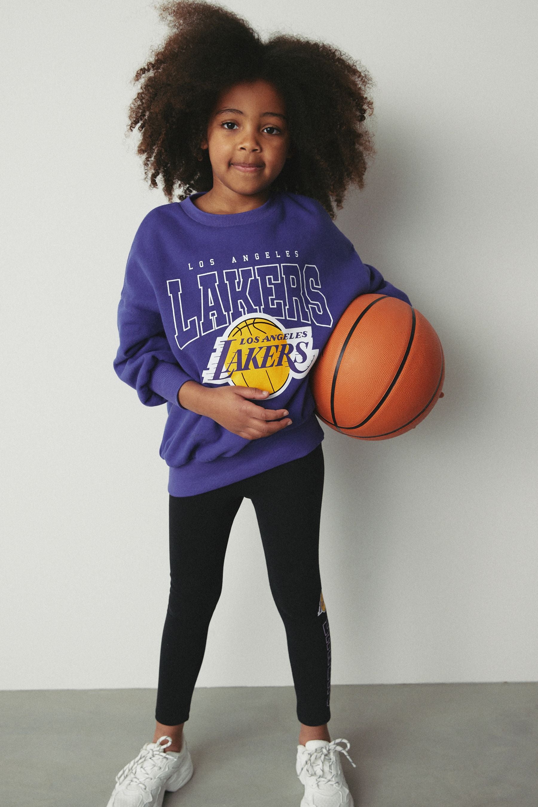 Dark Black NBA Los Angeles Lakers Printed Leggings (3-16yrs)