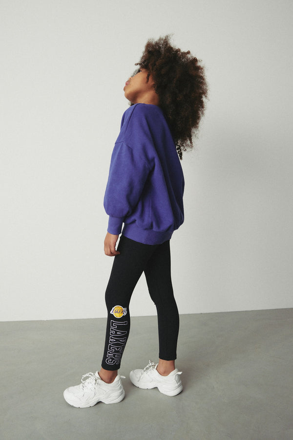 Dark Black NBA Los Angeles Lakers Printed Leggings (3-16yrs)