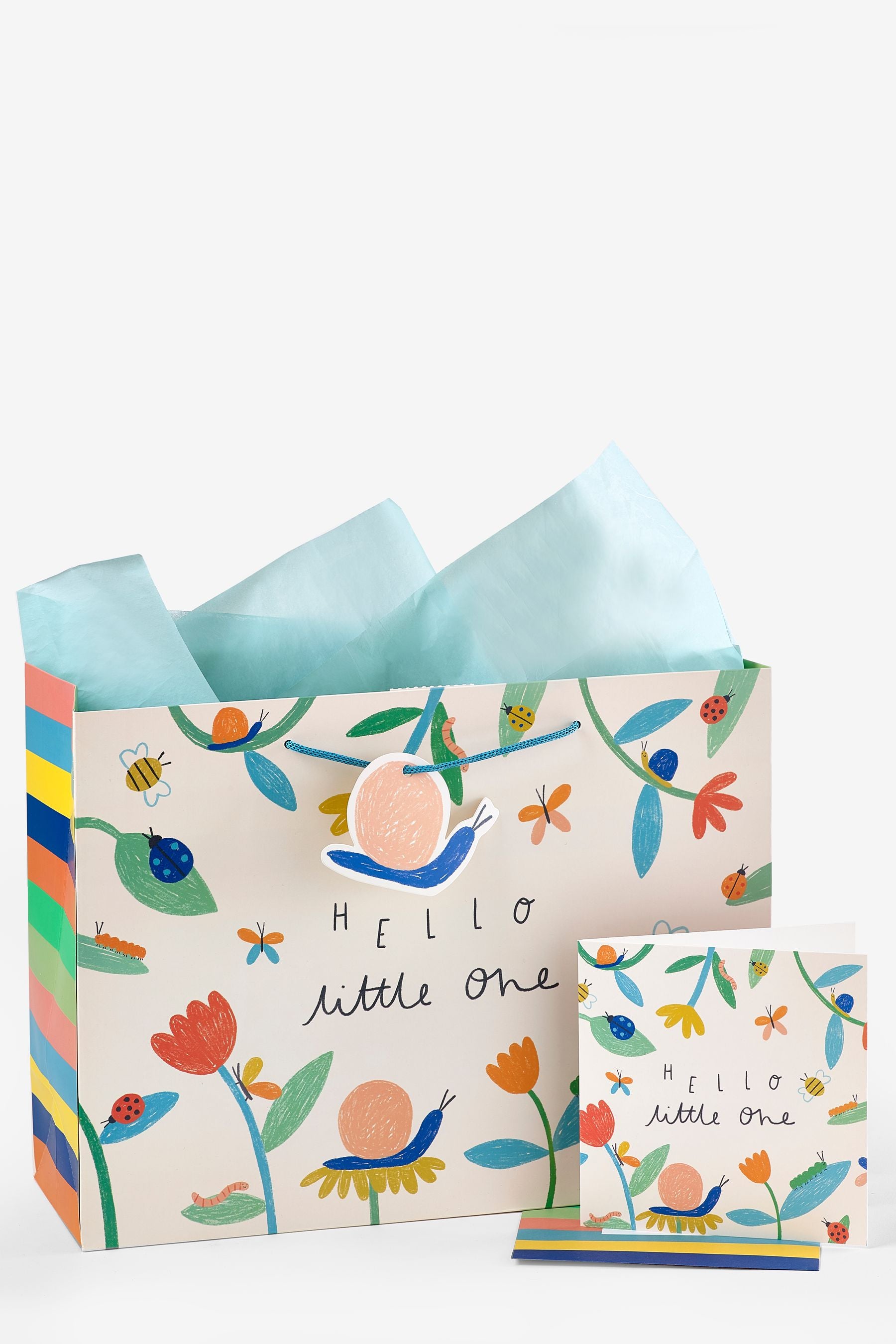 Bright Floral Baby Gift Bag and Card Set