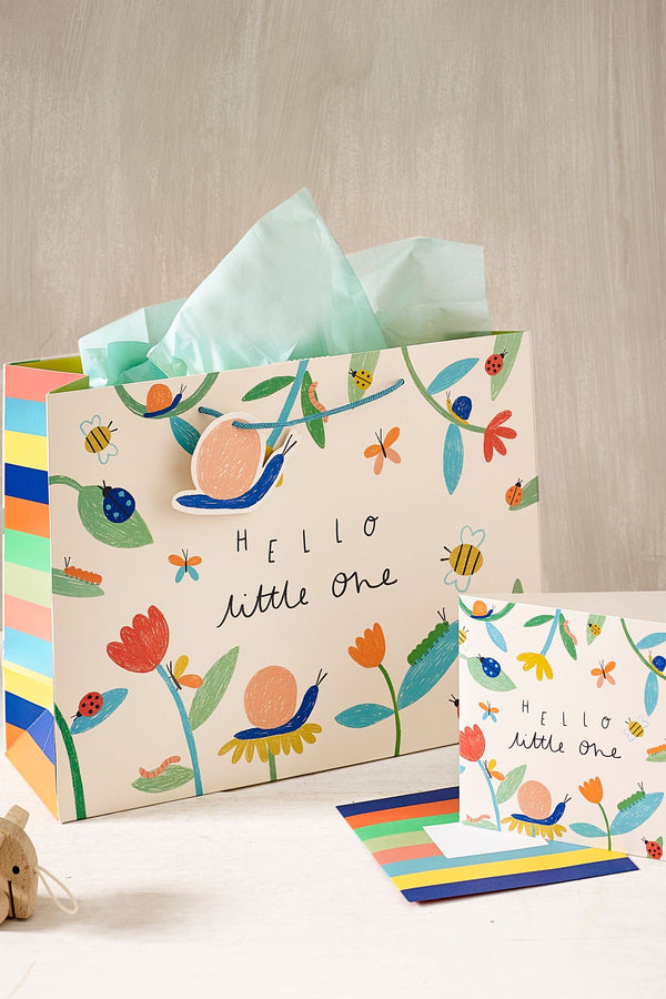 Bright Floral Baby Gift Bag and Card Set