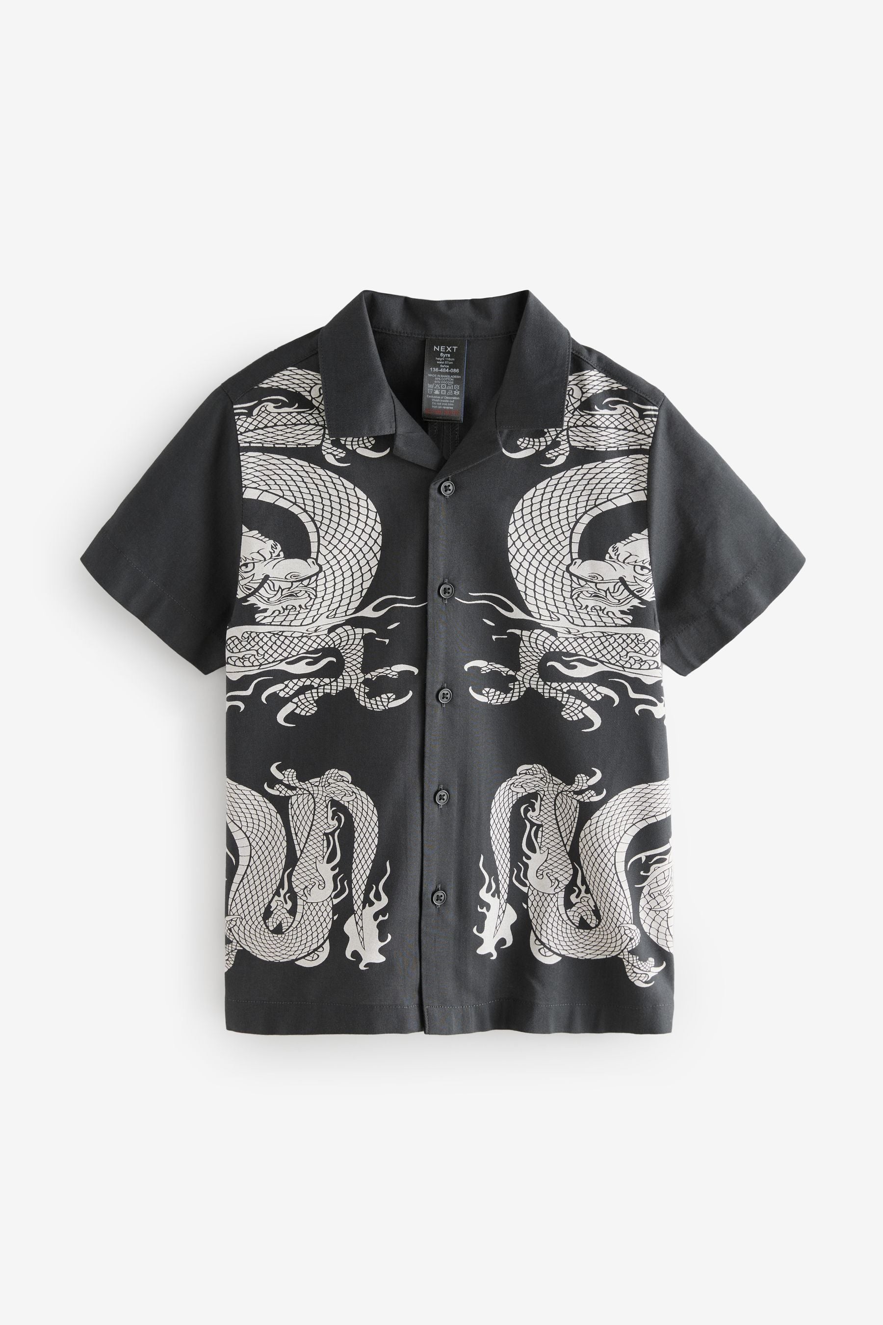 Black Dragon Short Sleeve Printed Shirt (3-16yrs)