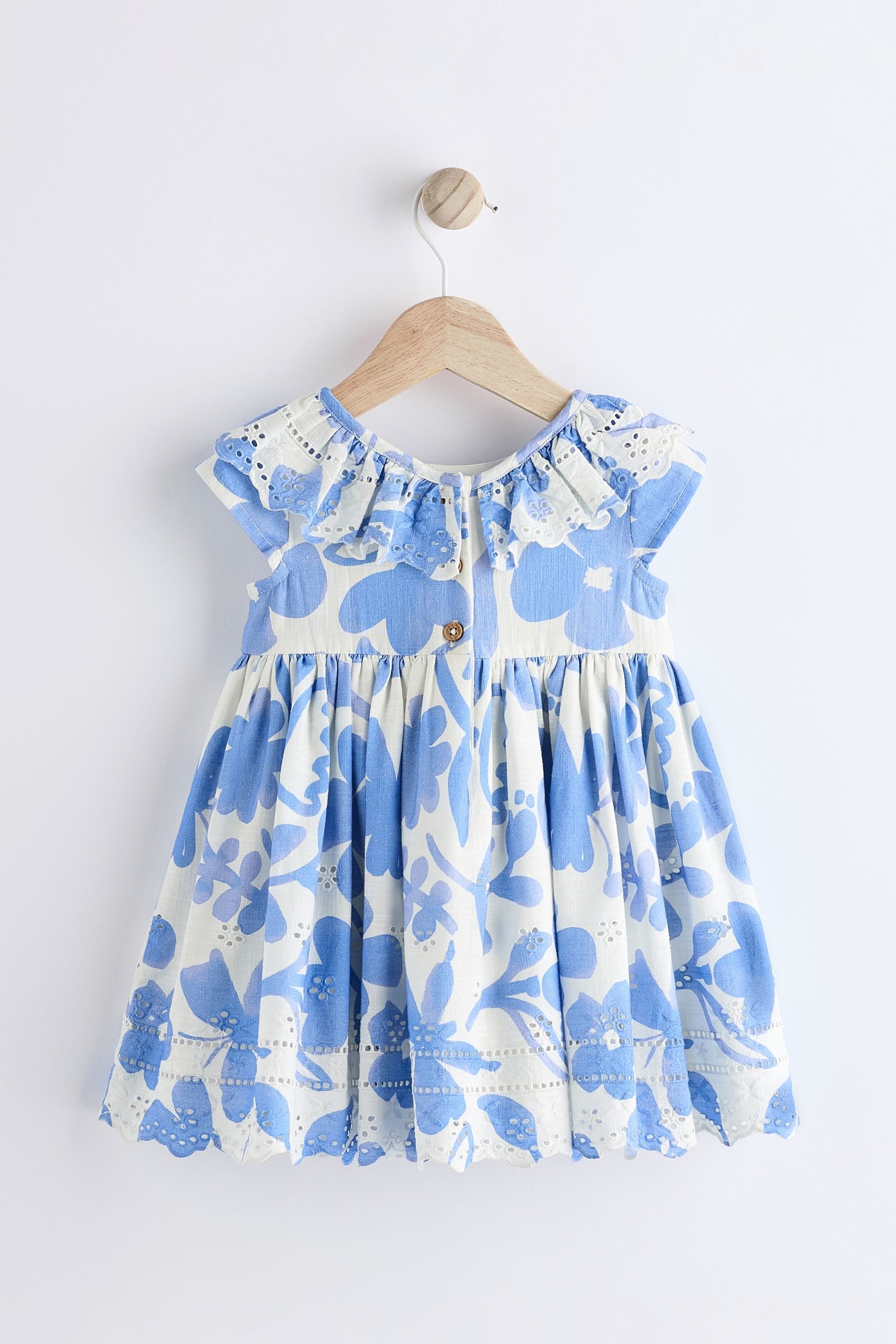 Blue/White Baby Broderie Dress (0mths-2yrs)