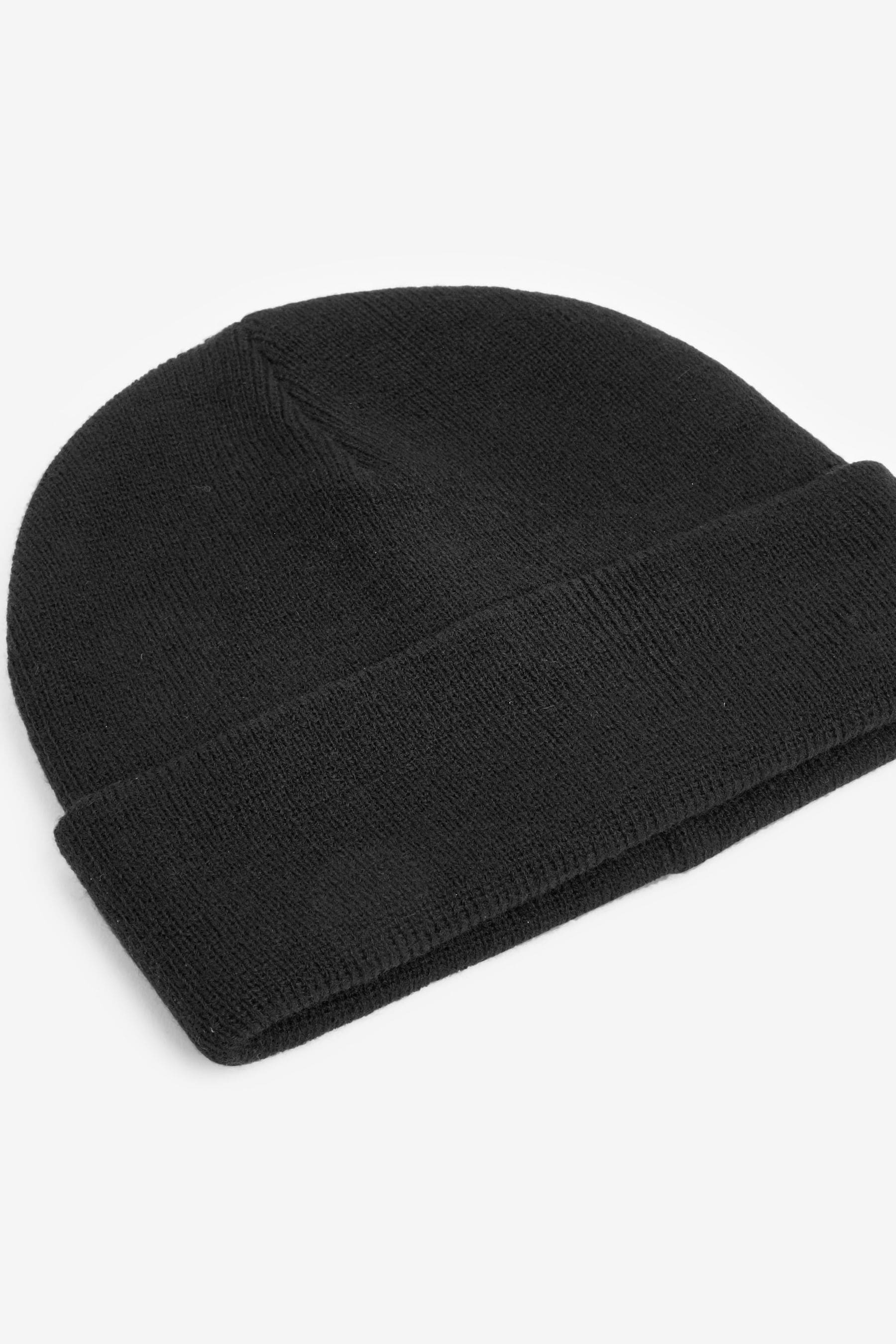 Black Flat Knit Beanie Hat (3mths-16yrs)