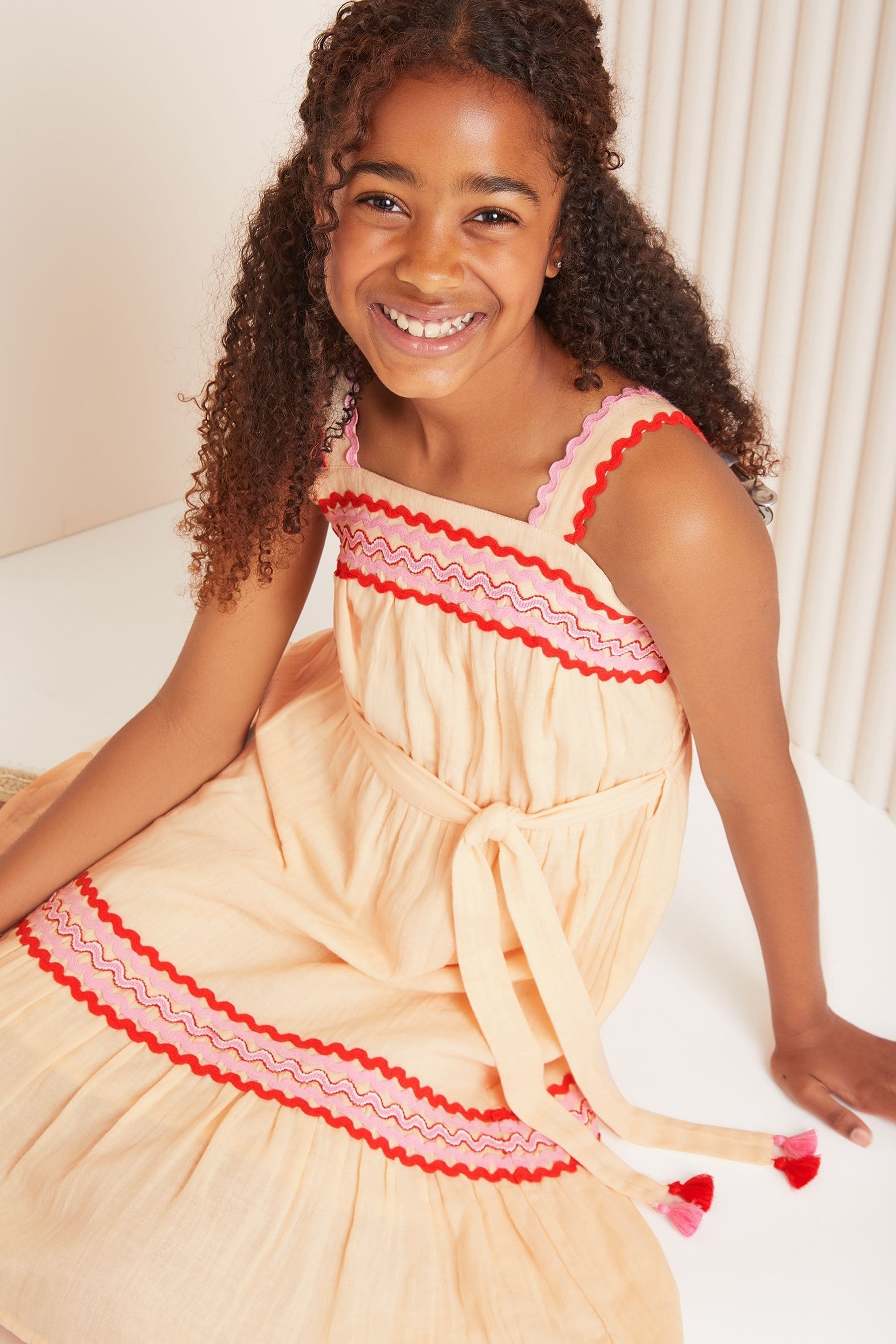 Cream Tiered Ric Rac Dress (5-16yrs)