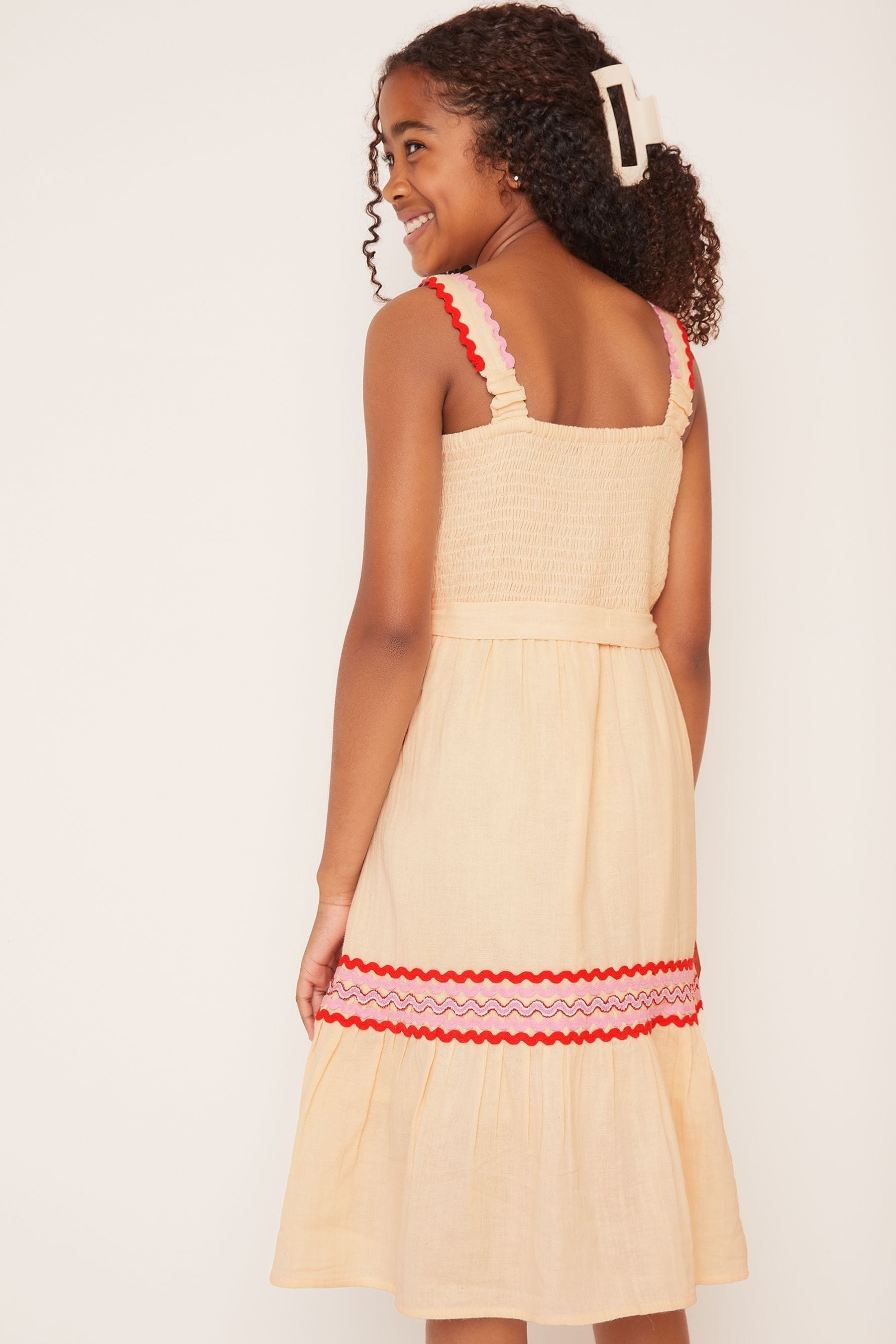 Cream Tiered Ric Rac Dress (5-16yrs)