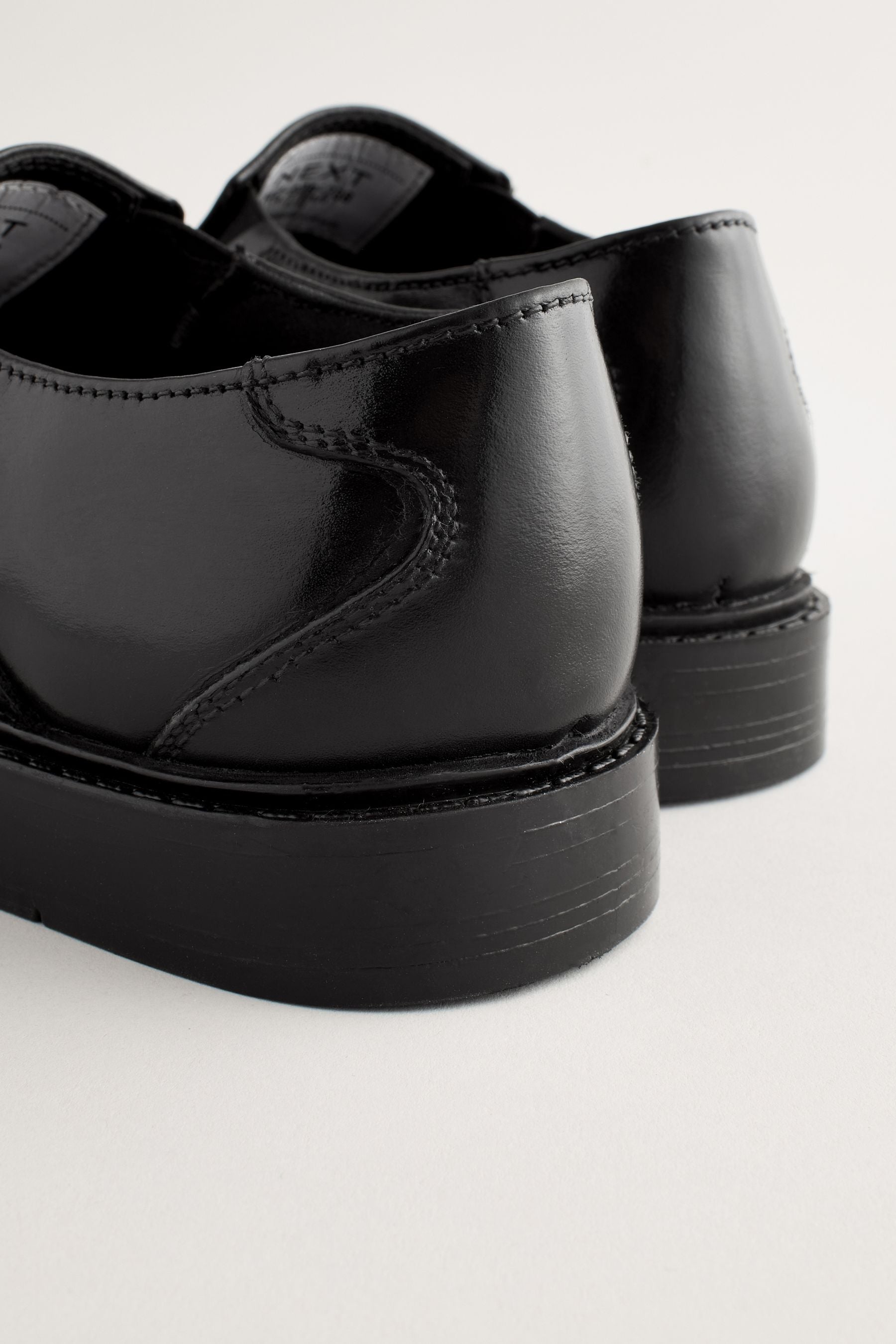 Black Square Toe School Leather Loafers