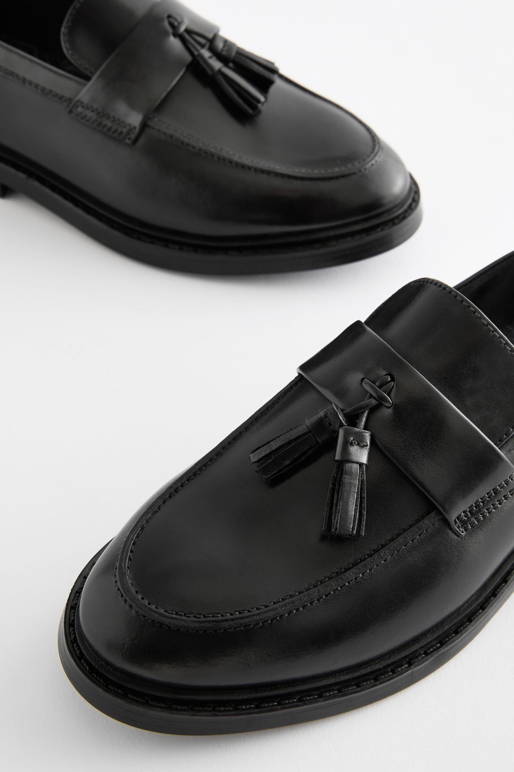 Black School Leather Saddle Loafers