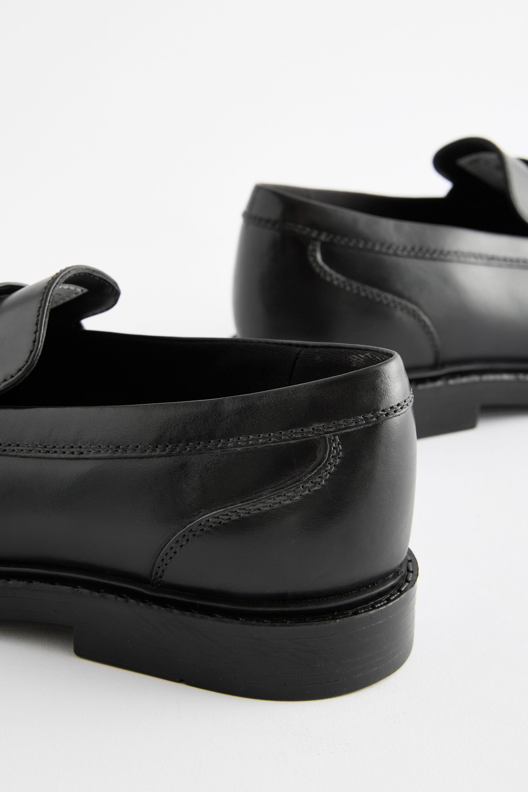 Black School Leather Saddle Loafers