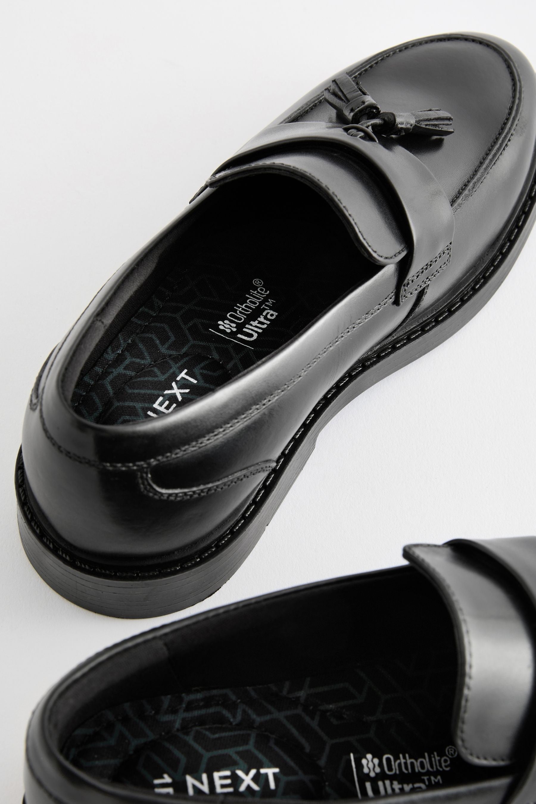 Black School Leather Saddle Loafers