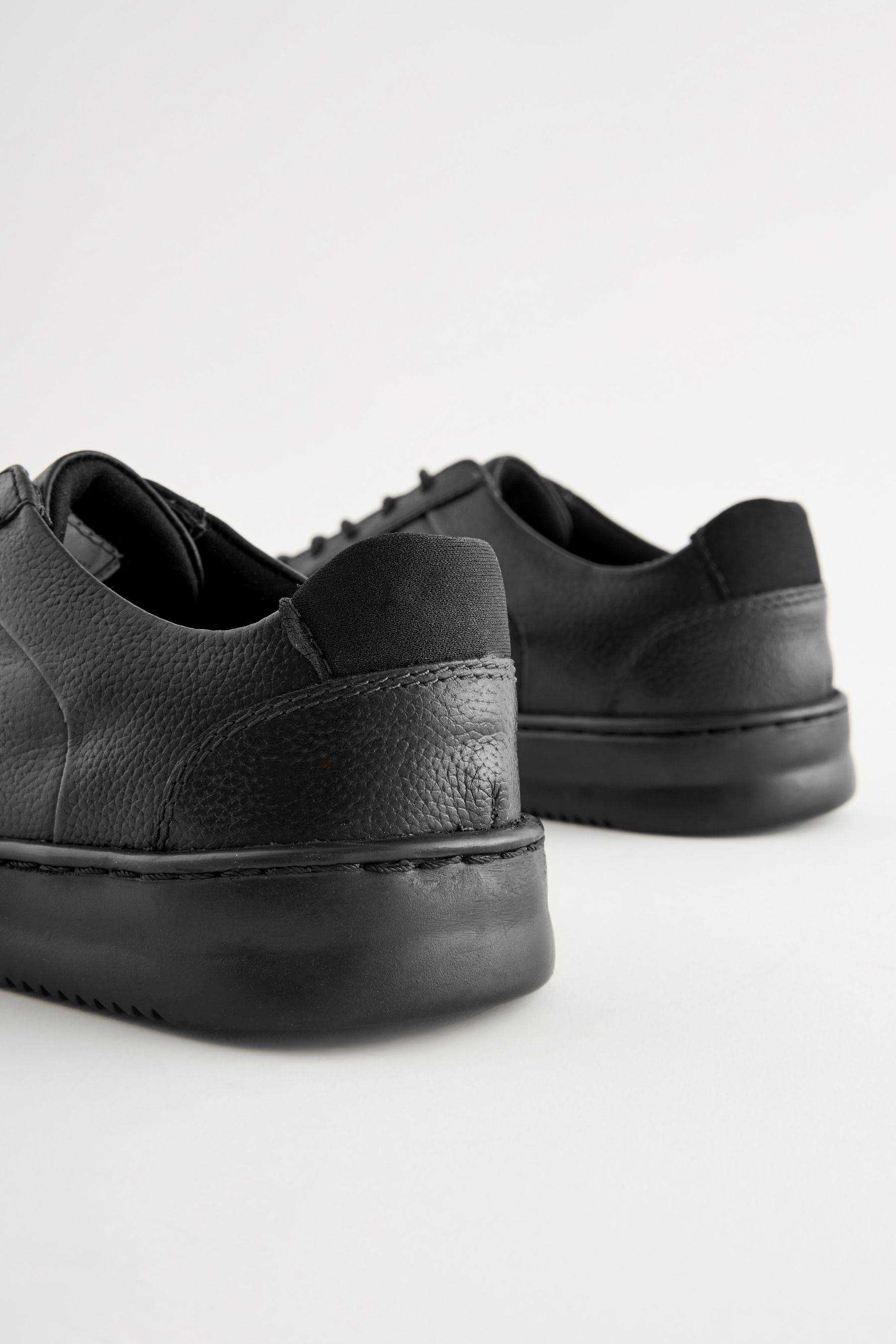 Black Leather Lace Up School Shoes