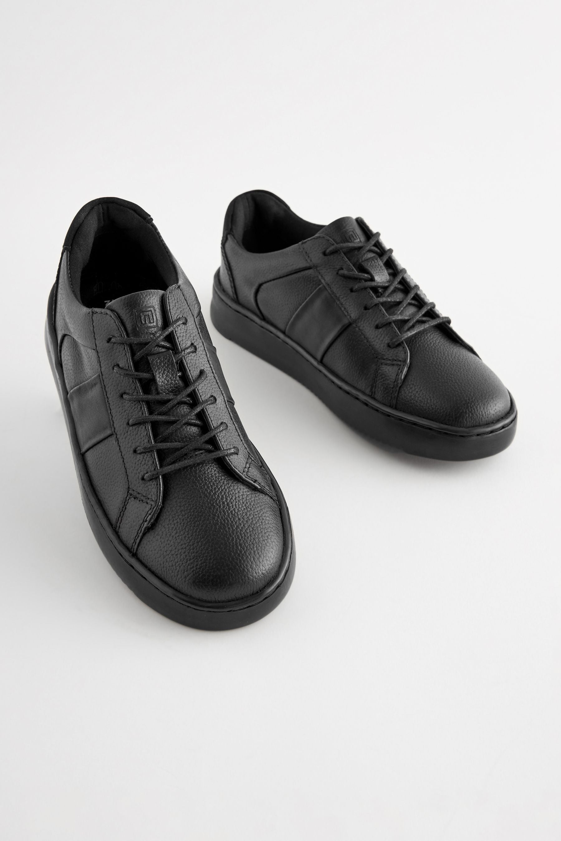 Black Leather Lace Up School Shoes