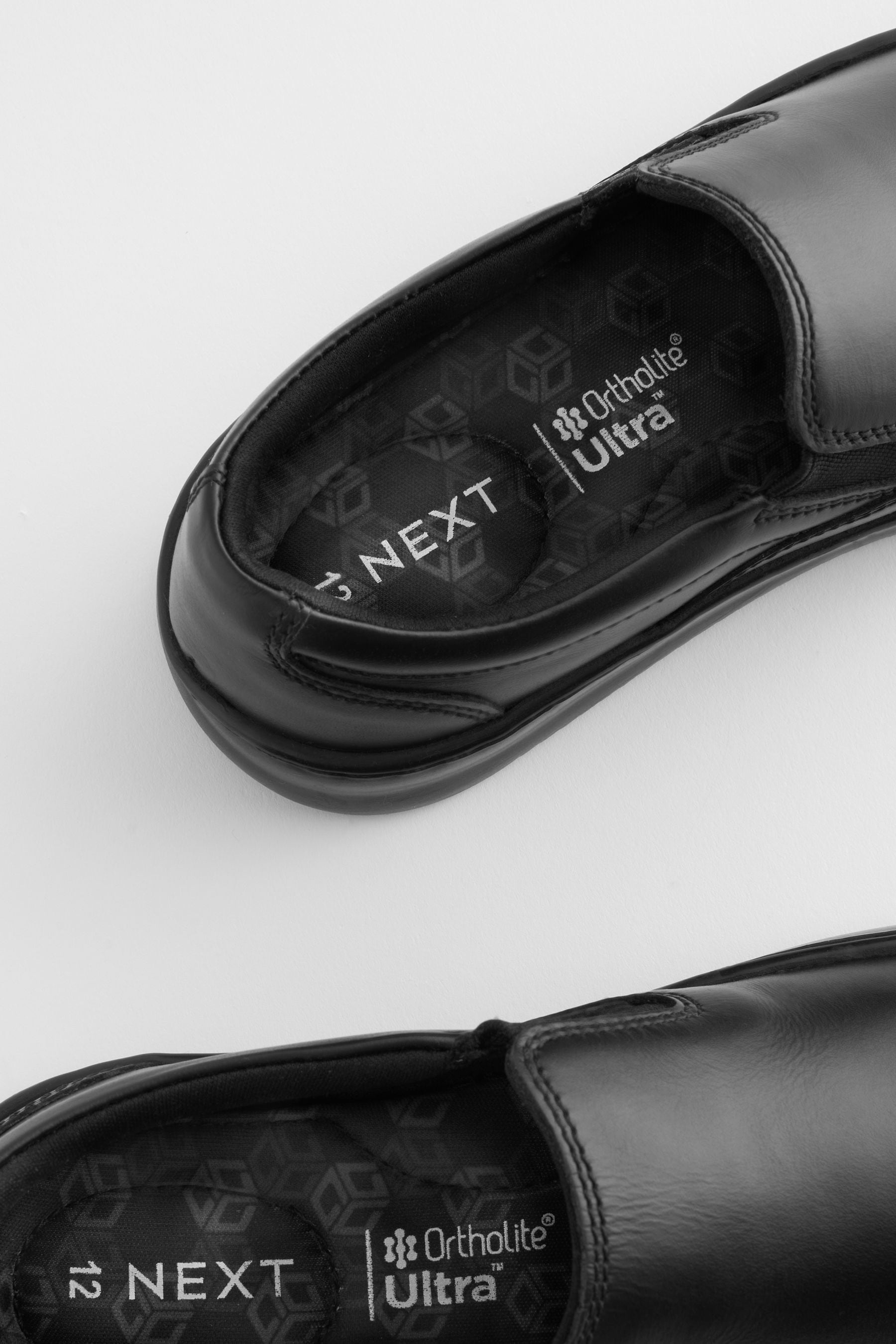 Black Leather Slip On School Shoes