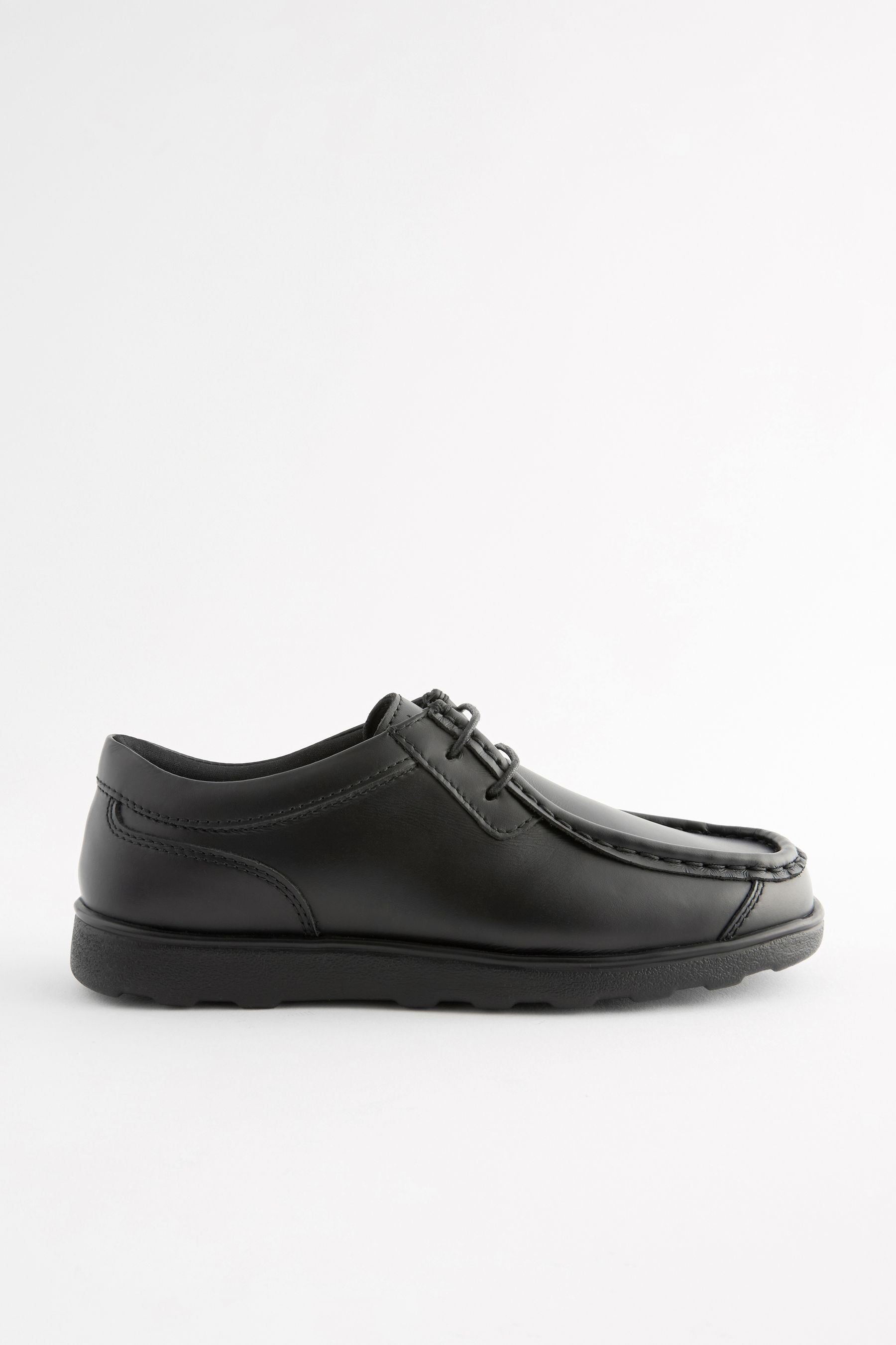 Black Standard Fit (F) School Leather Lace-Up Shoes