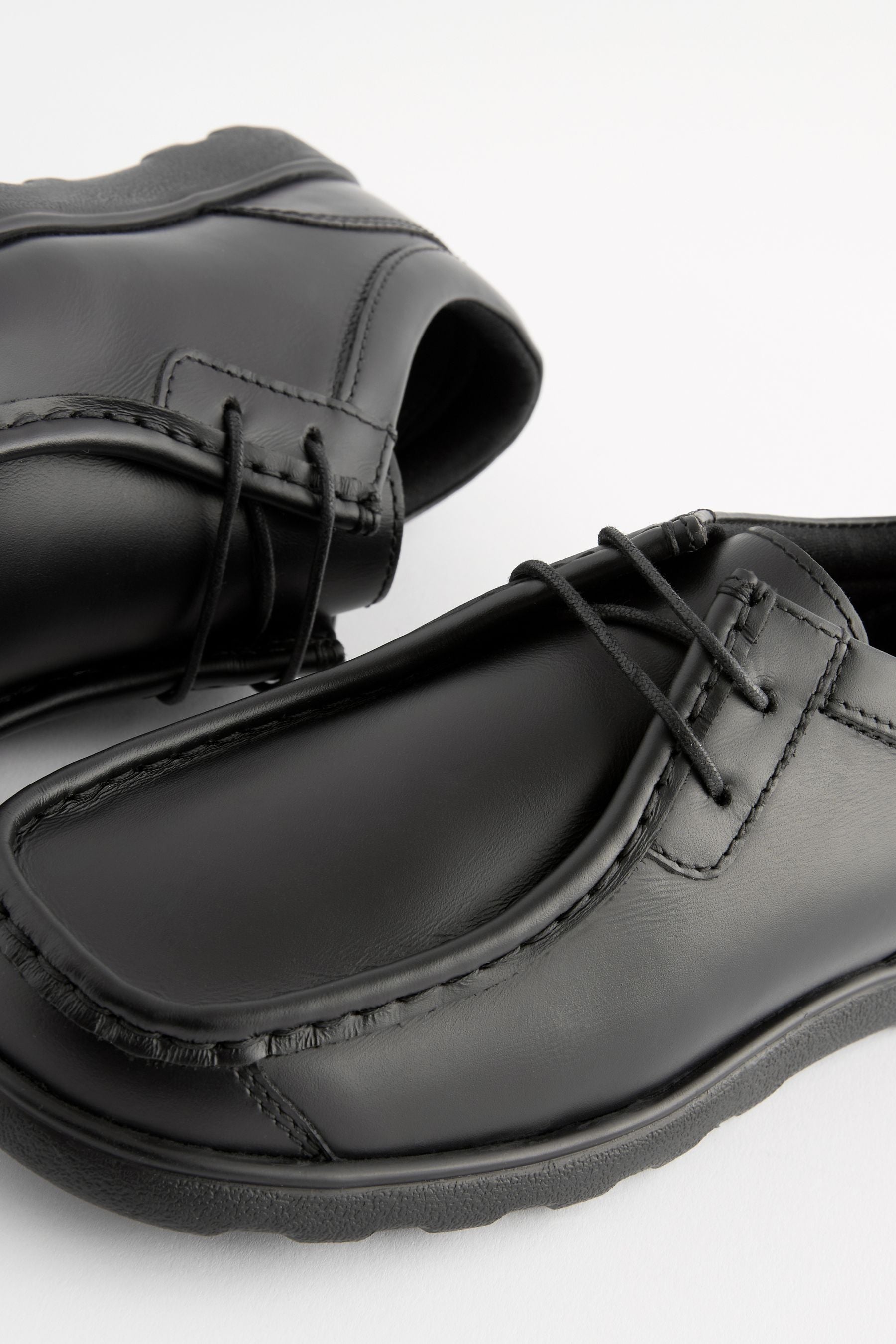 Black Standard Fit (F) School Leather Lace-Up Shoes