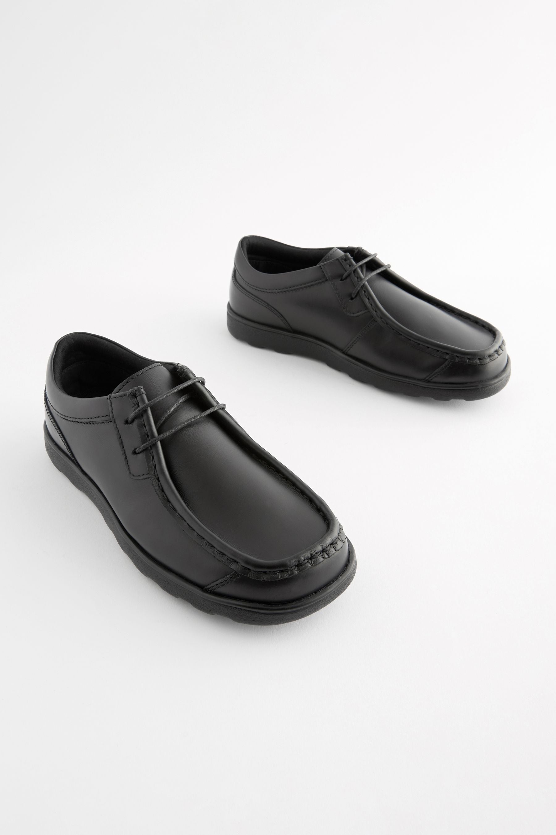 Black Standard Fit (F) School Leather Lace-Up Shoes