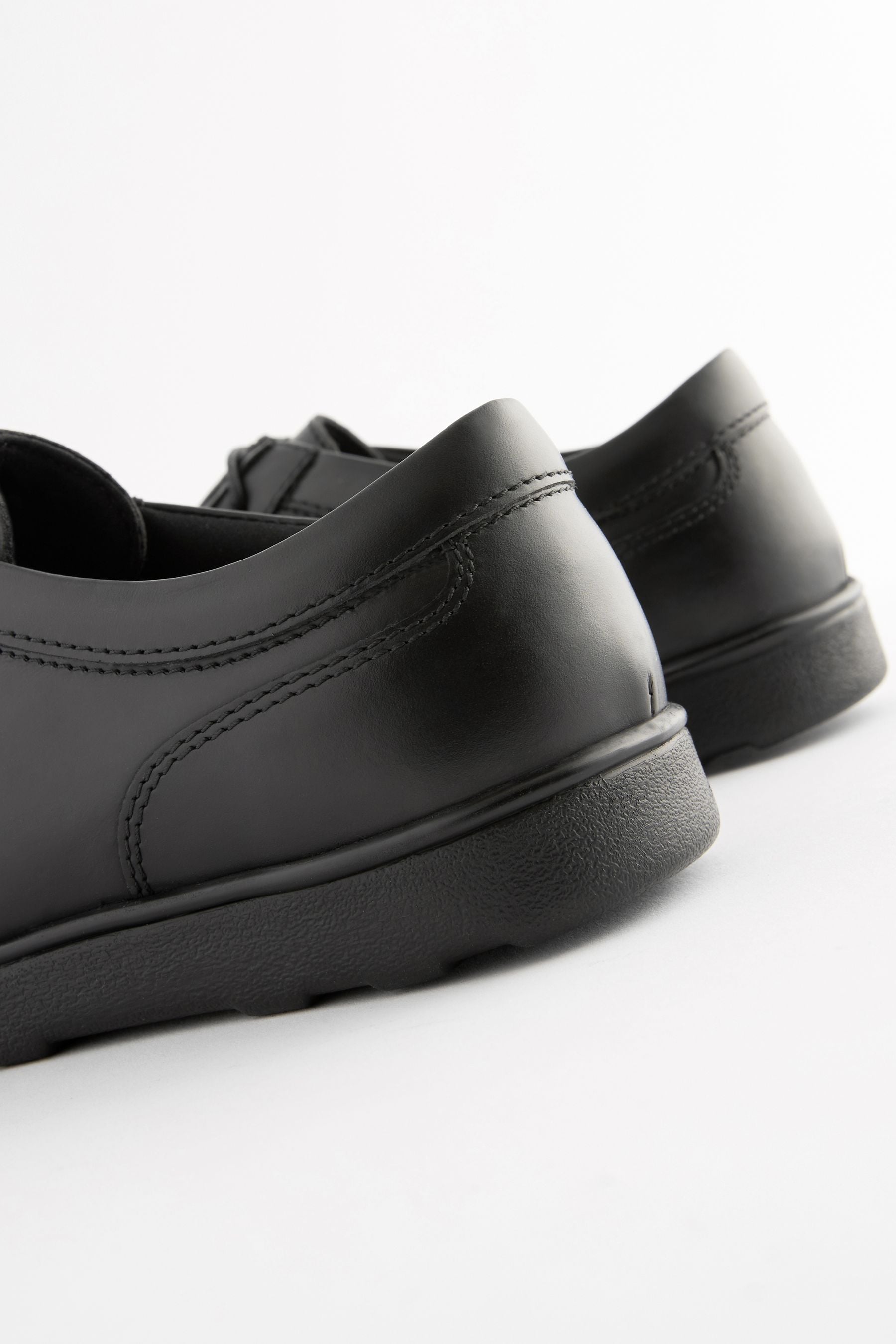 Black Wide Fit (G) School Leather Lace-Up Shoes