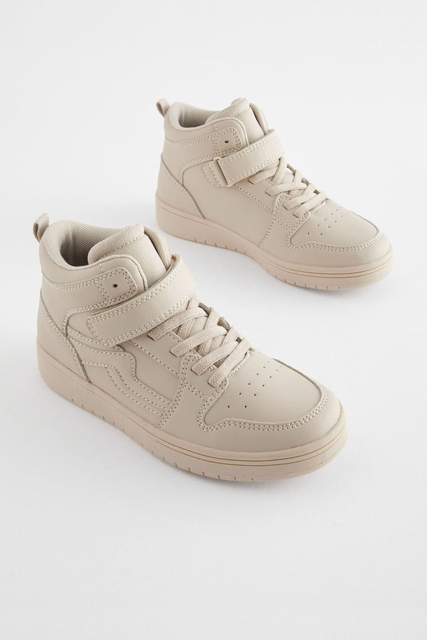 Neutral Elastic Lace High Top Trainers