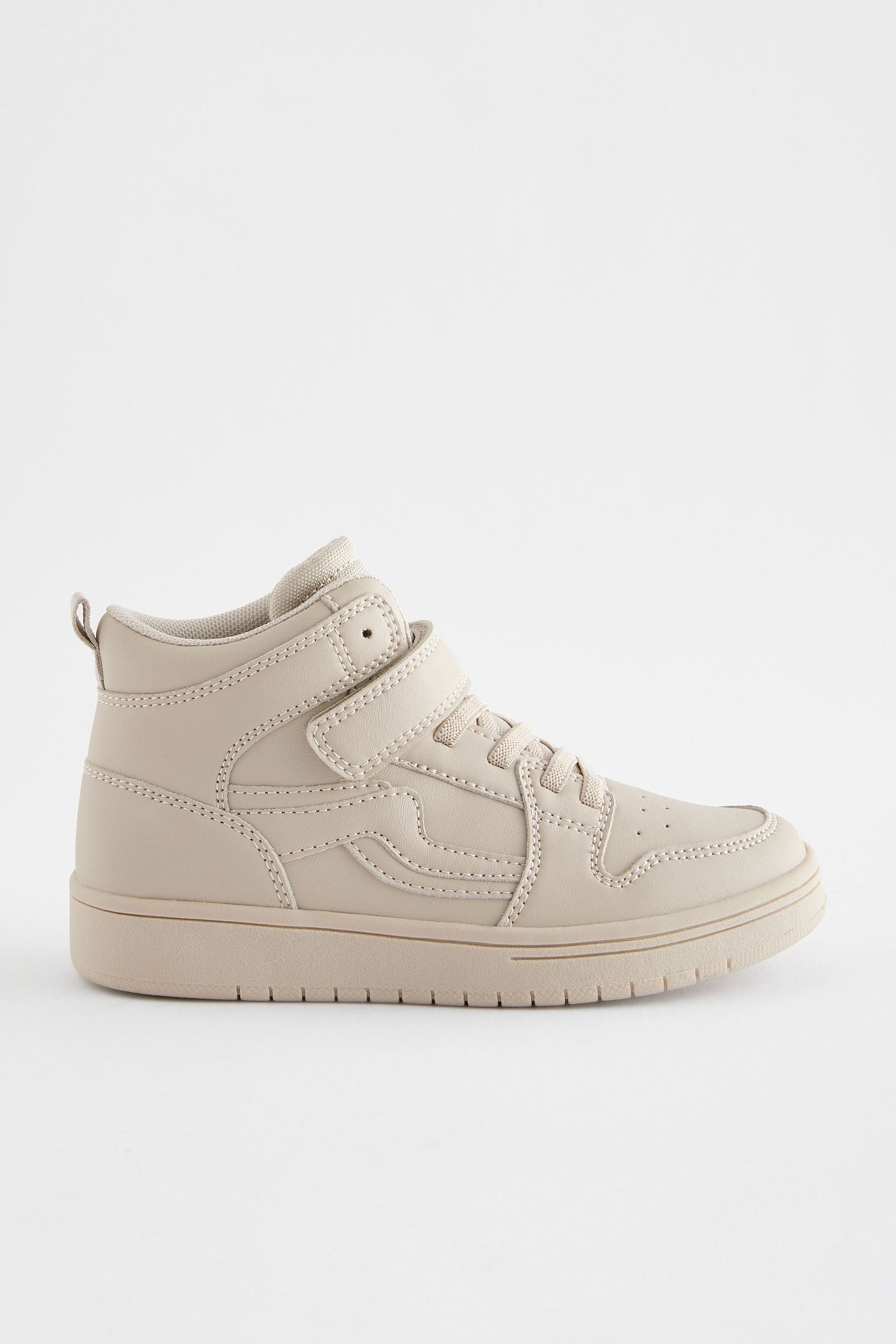 Neutral Elastic Lace High Top Trainers