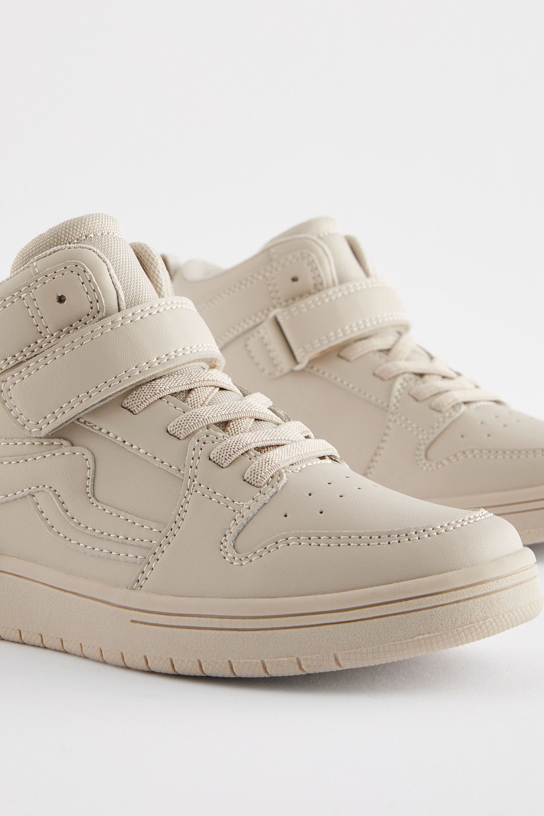 Neutral Elastic Lace High Top Trainers